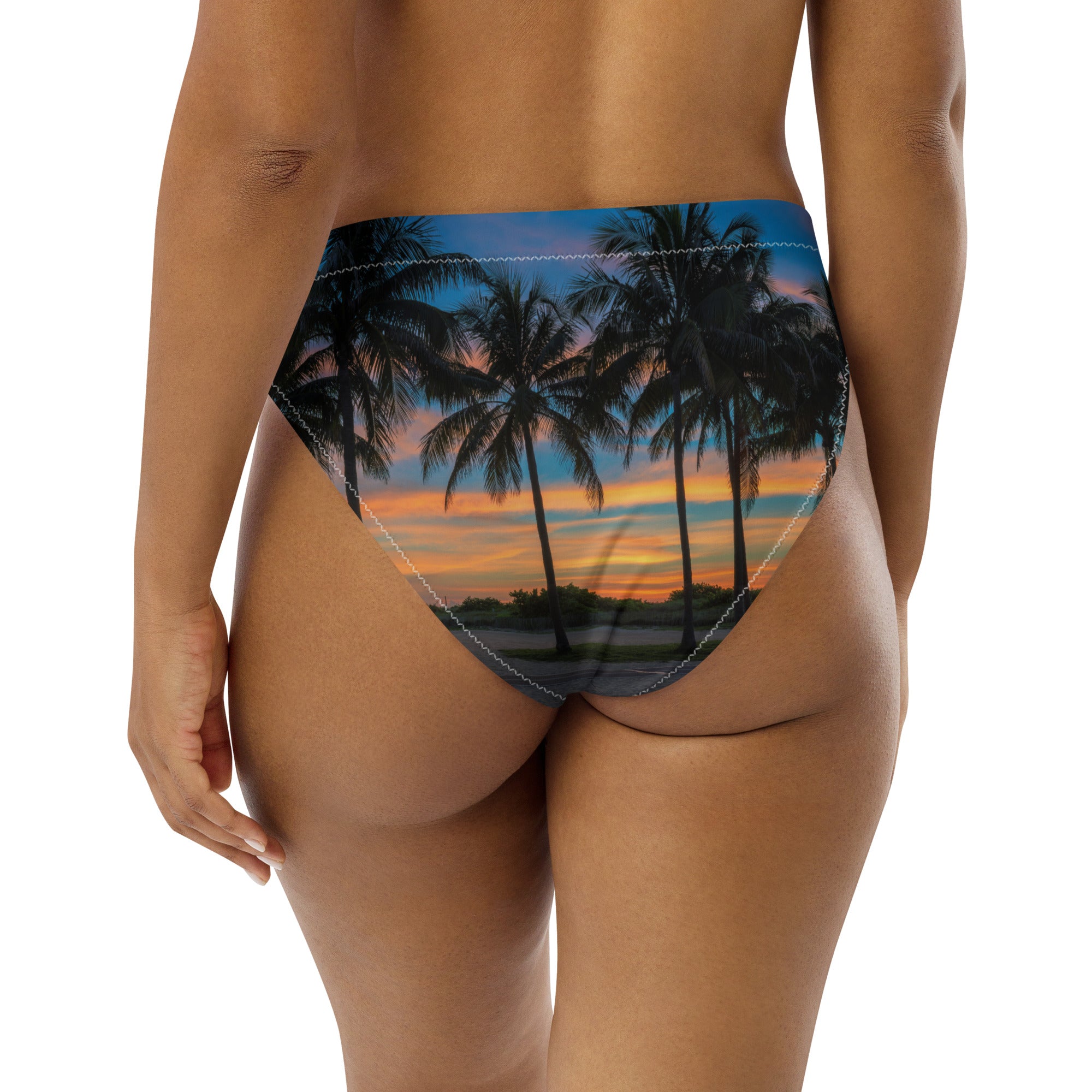 Rich Vibes RV Palm Tree South Beach Sunset Peach - Recycled high-waisted bikini bottom