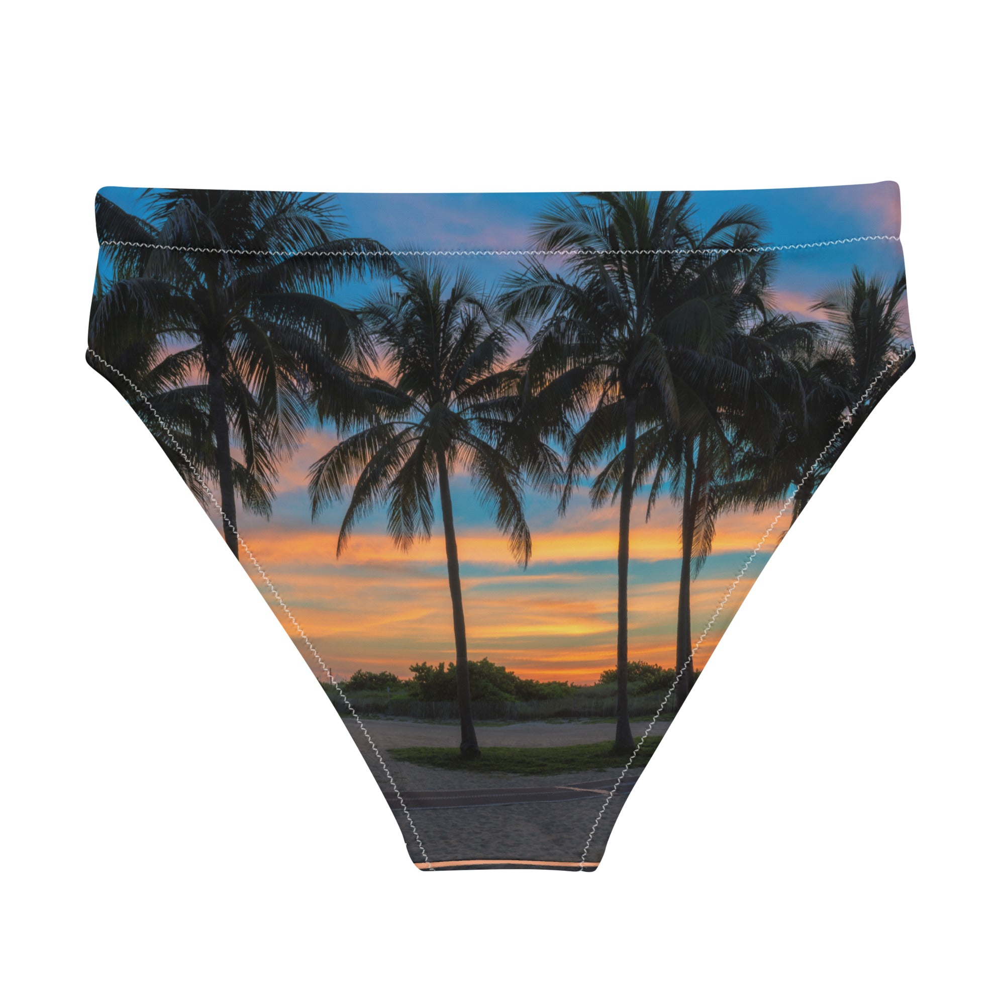 Rich Vibes RV Palm Tree South Beach Sunset Peach - Recycled high-waisted bikini bottom
