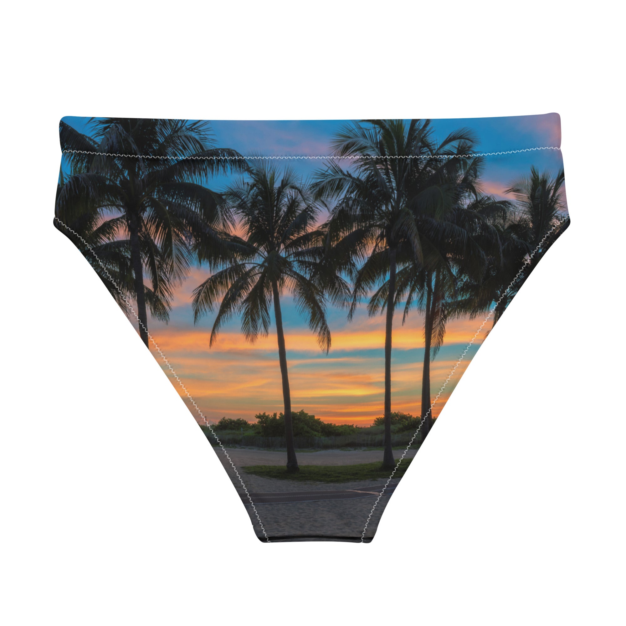 Rich Vibes RV Palm Tree South Beach Sunset Black - Recycled high-waisted bikini bottom