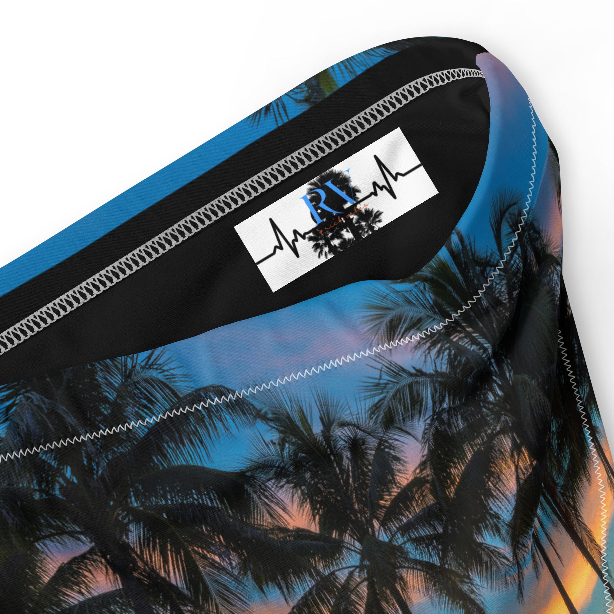 Rich Vibes RV Palm Tree South Beach Sunset Black - Recycled high-waisted bikini bottom