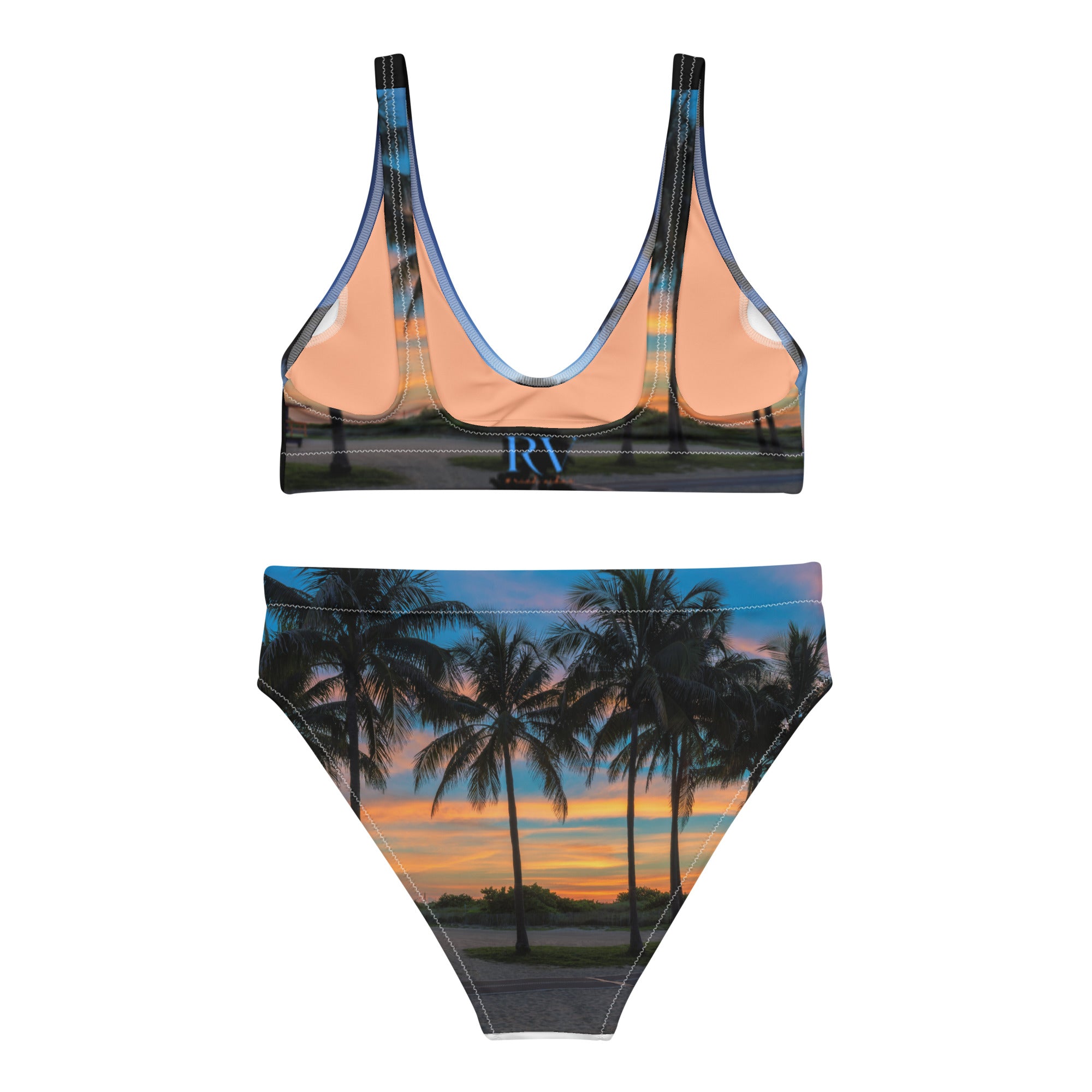 Rich Vibes RV Palm Tree South Beach Sunset Peach - Recycled high-waisted bikini