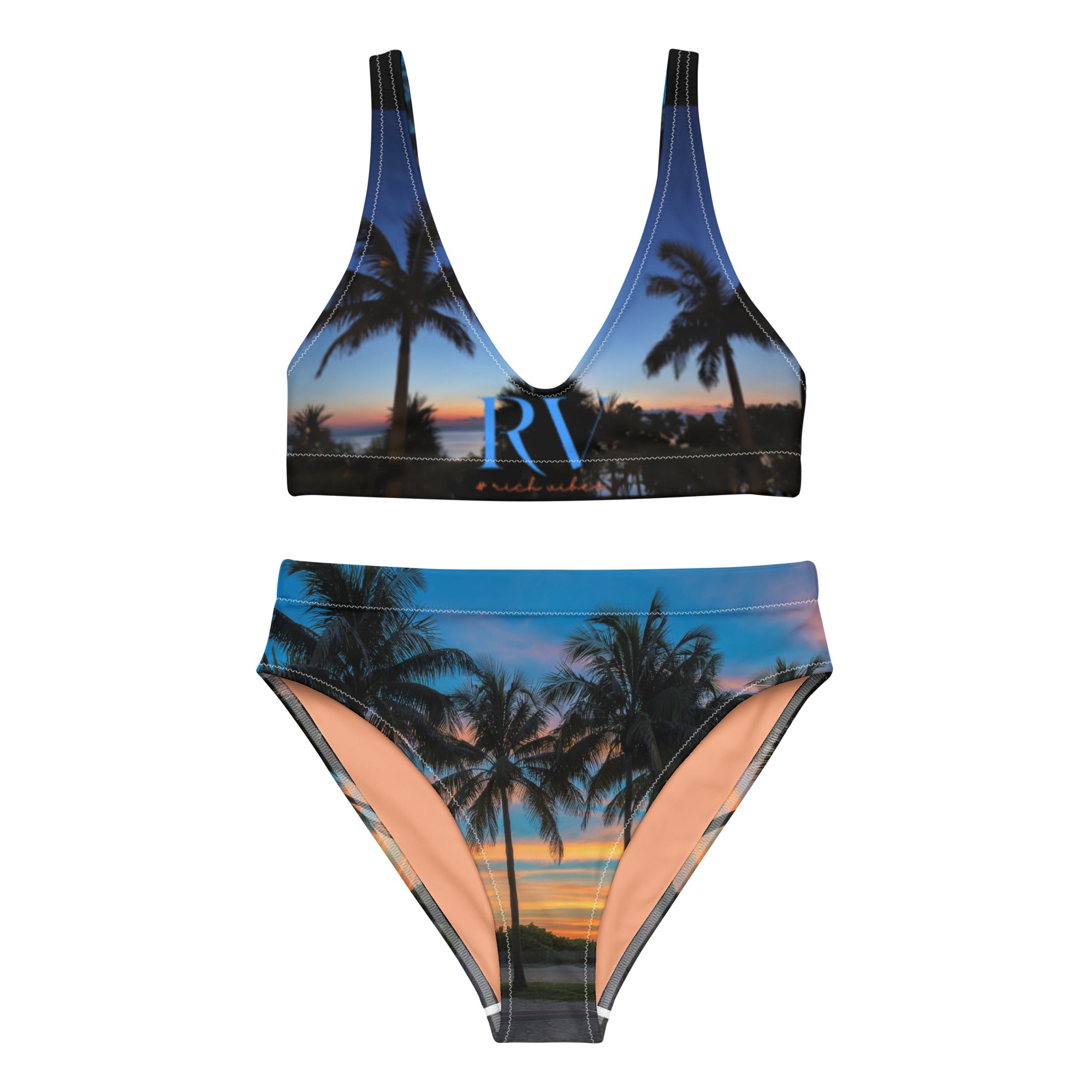 Rich Vibes RV Palm Tree South Beach Sunset Peach - Recycled high-waisted bikini