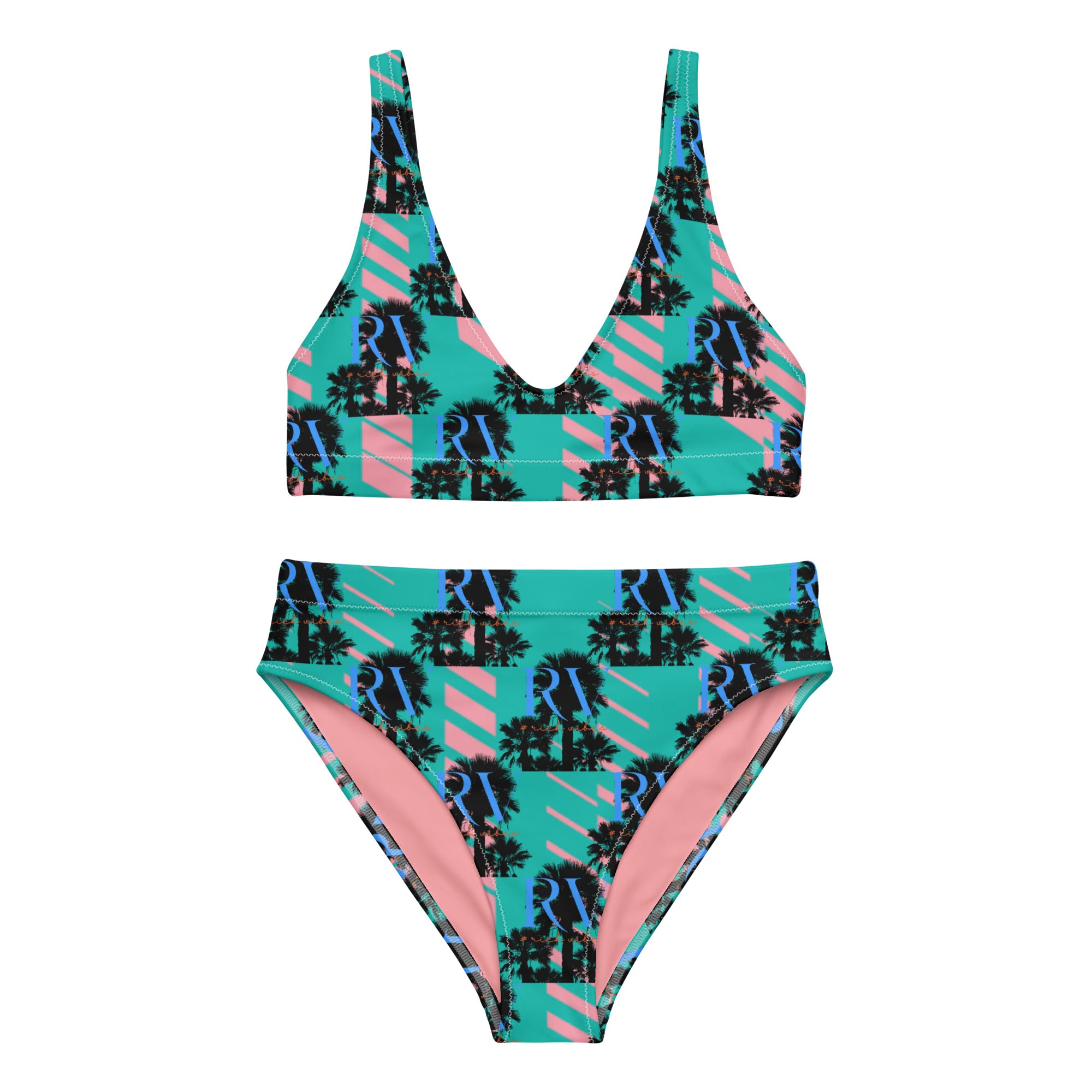 Rich Vibes RV Palm Tree GEO Print - Recycled high-waisted bikini
