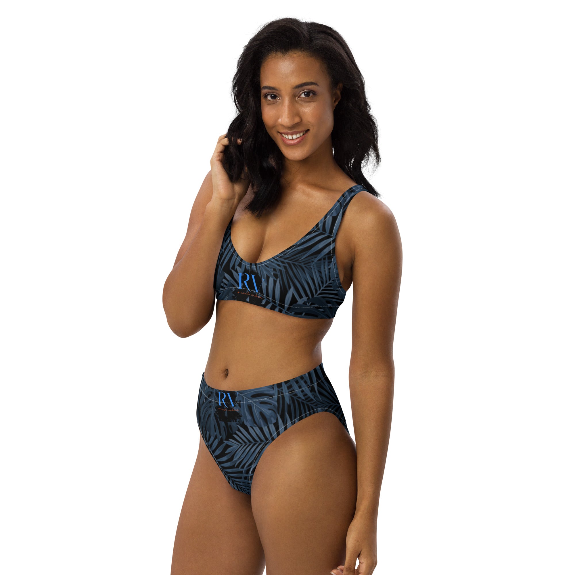 Rich Vibes RV Palm Tree Pulse Aqua Blue Beach - One-Piece Swimsuit