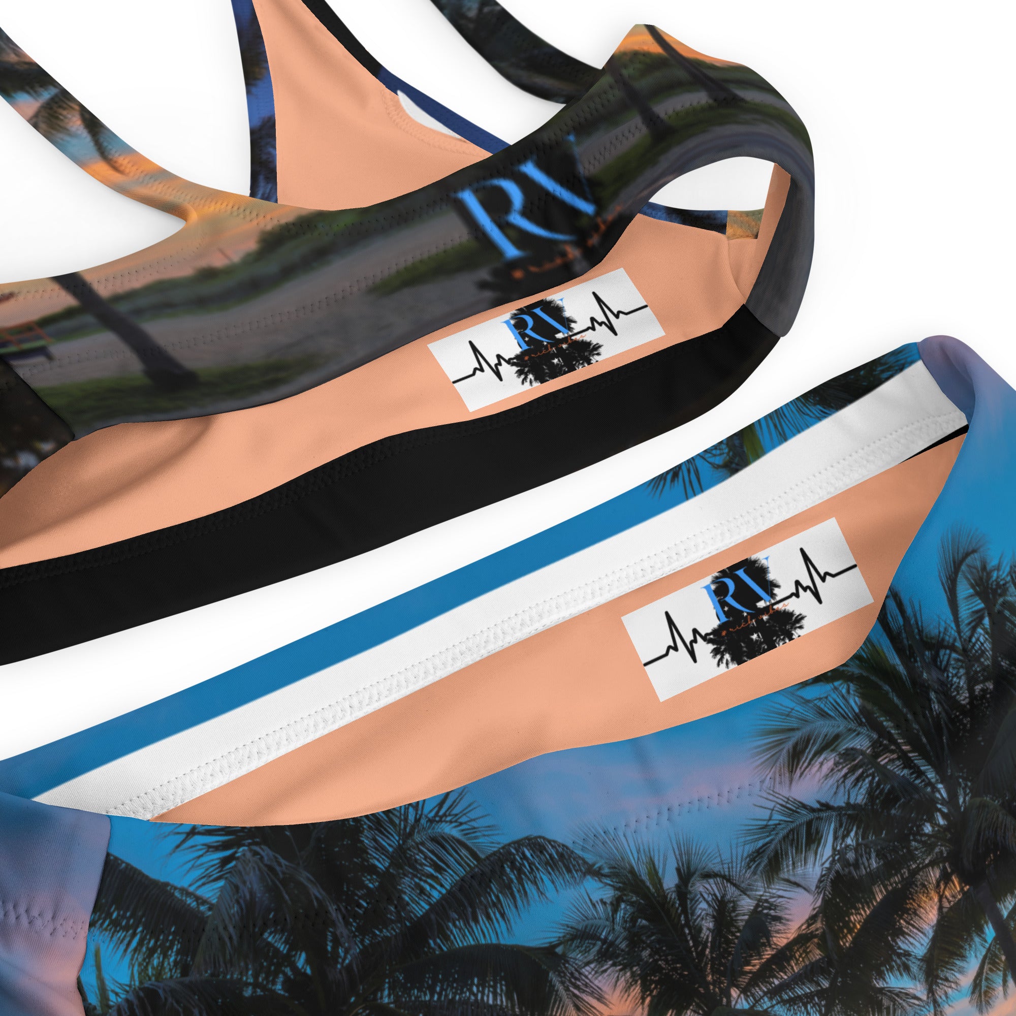 Rich Vibes RV Palm Tree South Beach Sunset Peach - Recycled high-waisted bikini