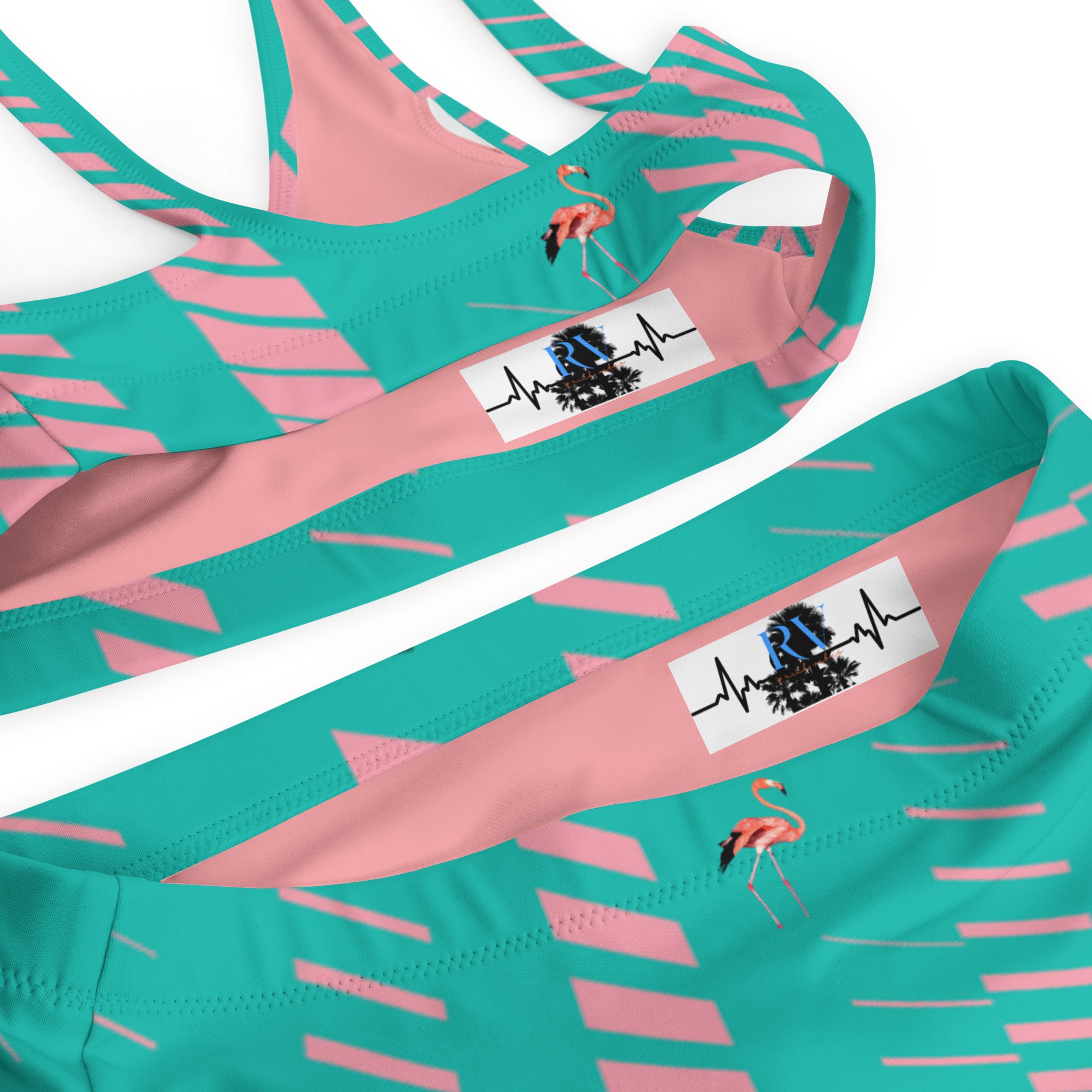 Rich Vibes RV Palm Tree Miami Blue - Recycled high-waisted bikini