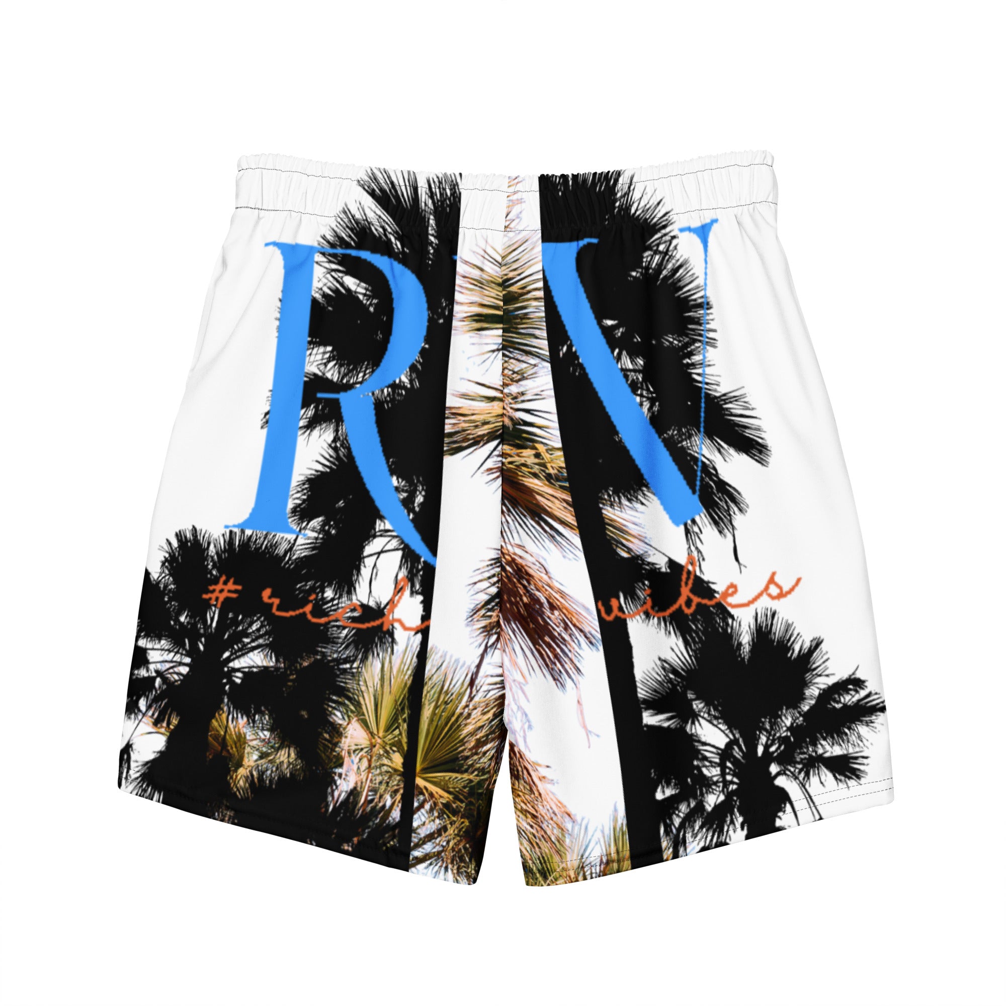 Rich Vibes RV Palm Tree Logo - All-Over Print Recycled Swim Trunks
