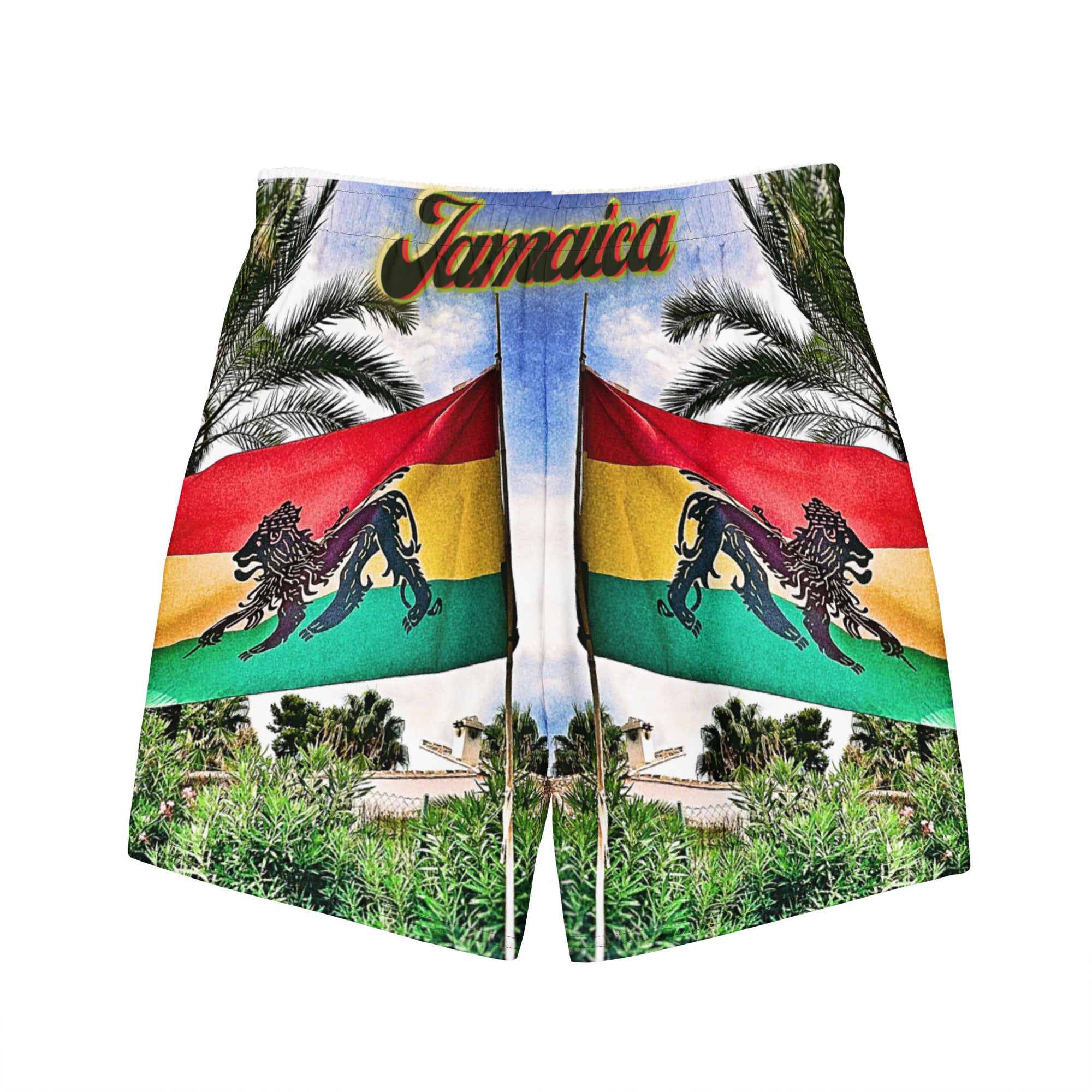 Rich Vibes Lion Of Judah Jamaica Flag - All-Over Print Recycled Swim Trunks