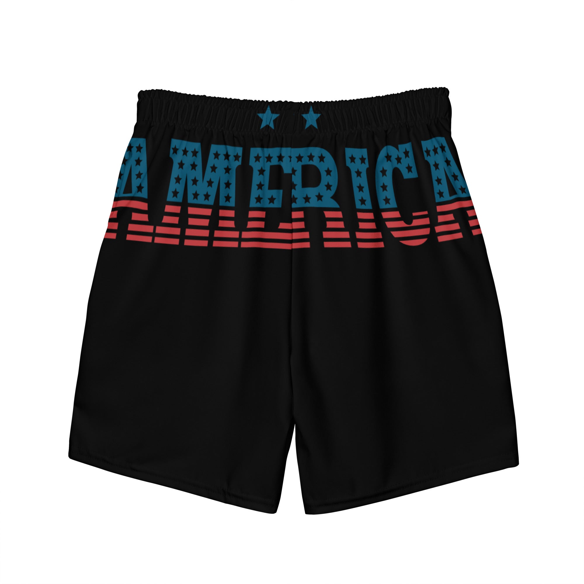 RV God Bless America American Eagle Corp Wings Black - All-Over Print Recycled Swim Trunks