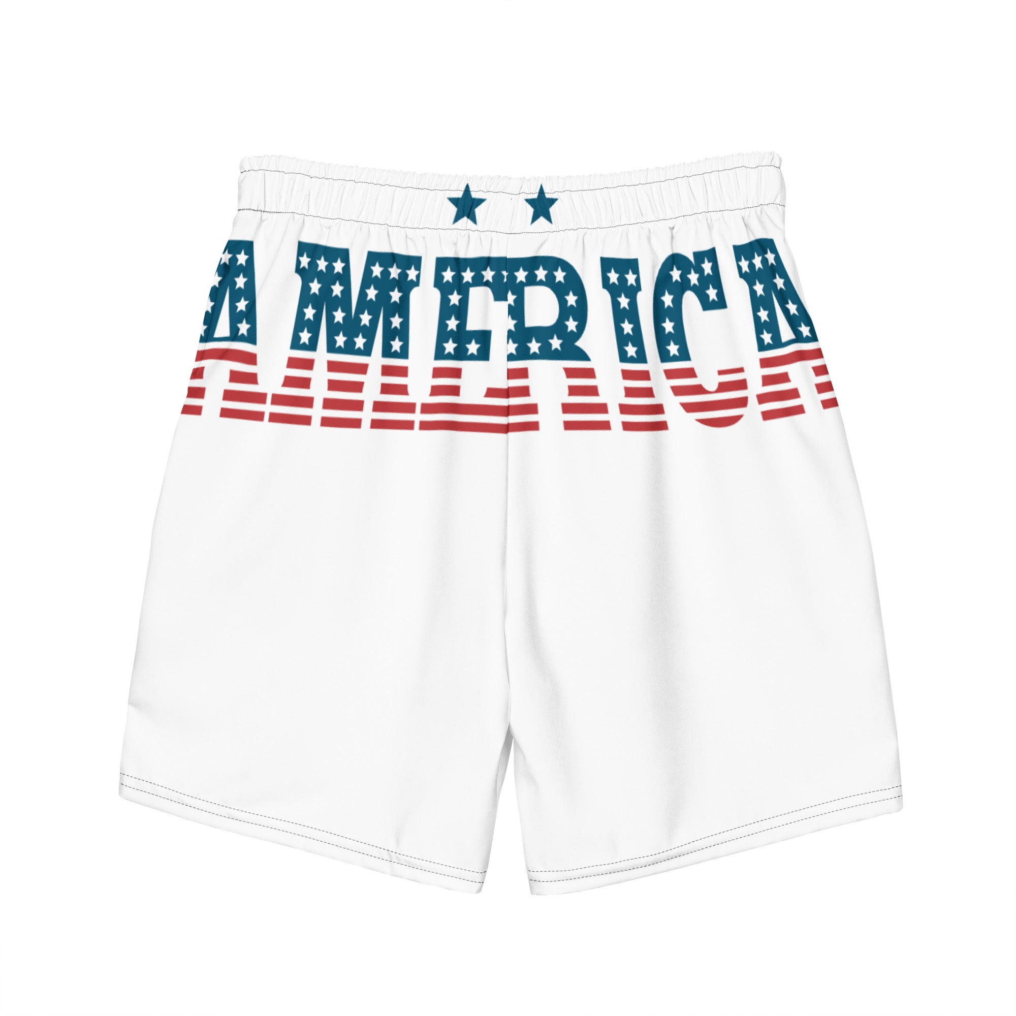 RV God Bless America American Eagle Corp Wings White - All-Over Print Recycled Swim Trunks