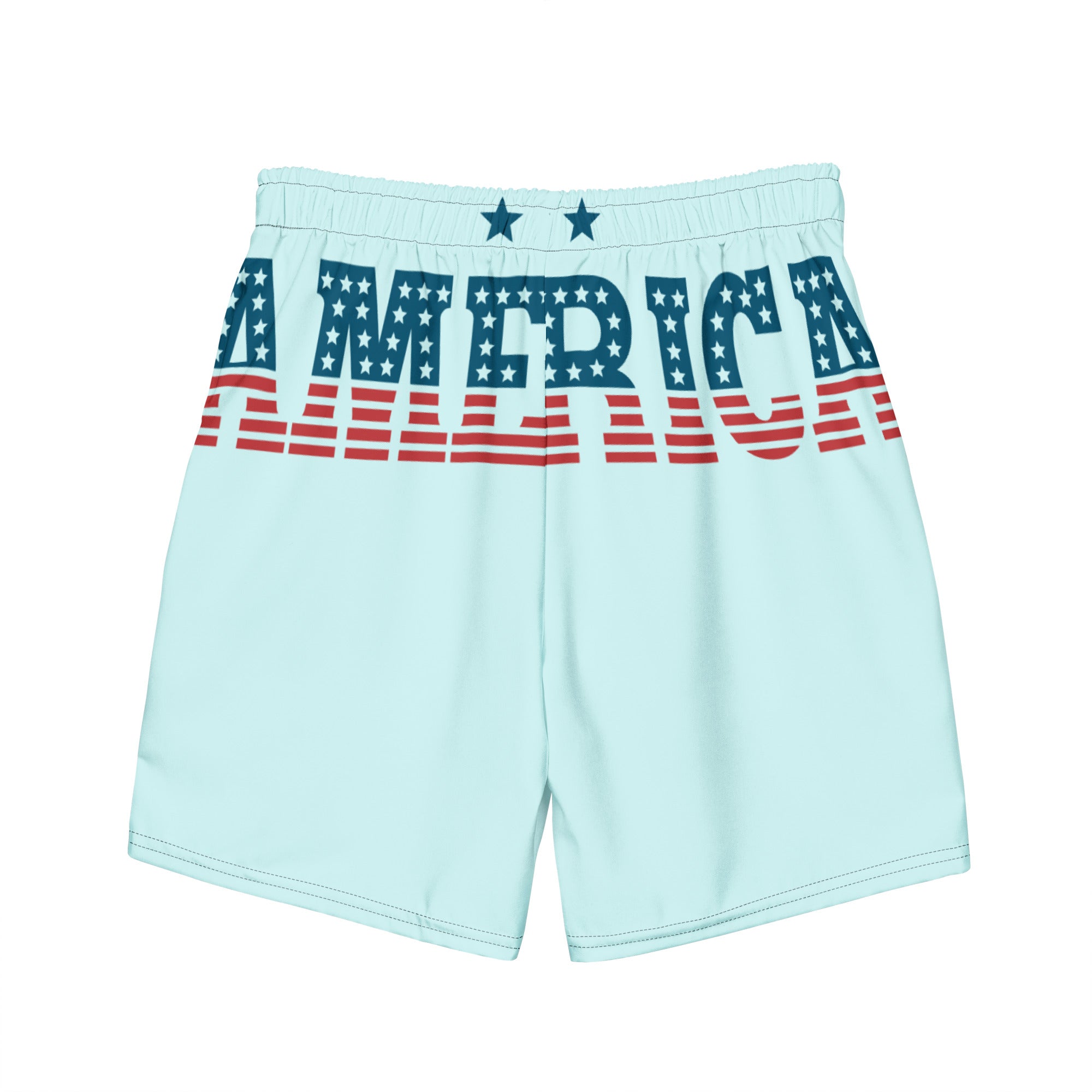 RV God Bless America American Eagle Corp Wings Light Cyan - All-Over Print Recycled Swim Trunks