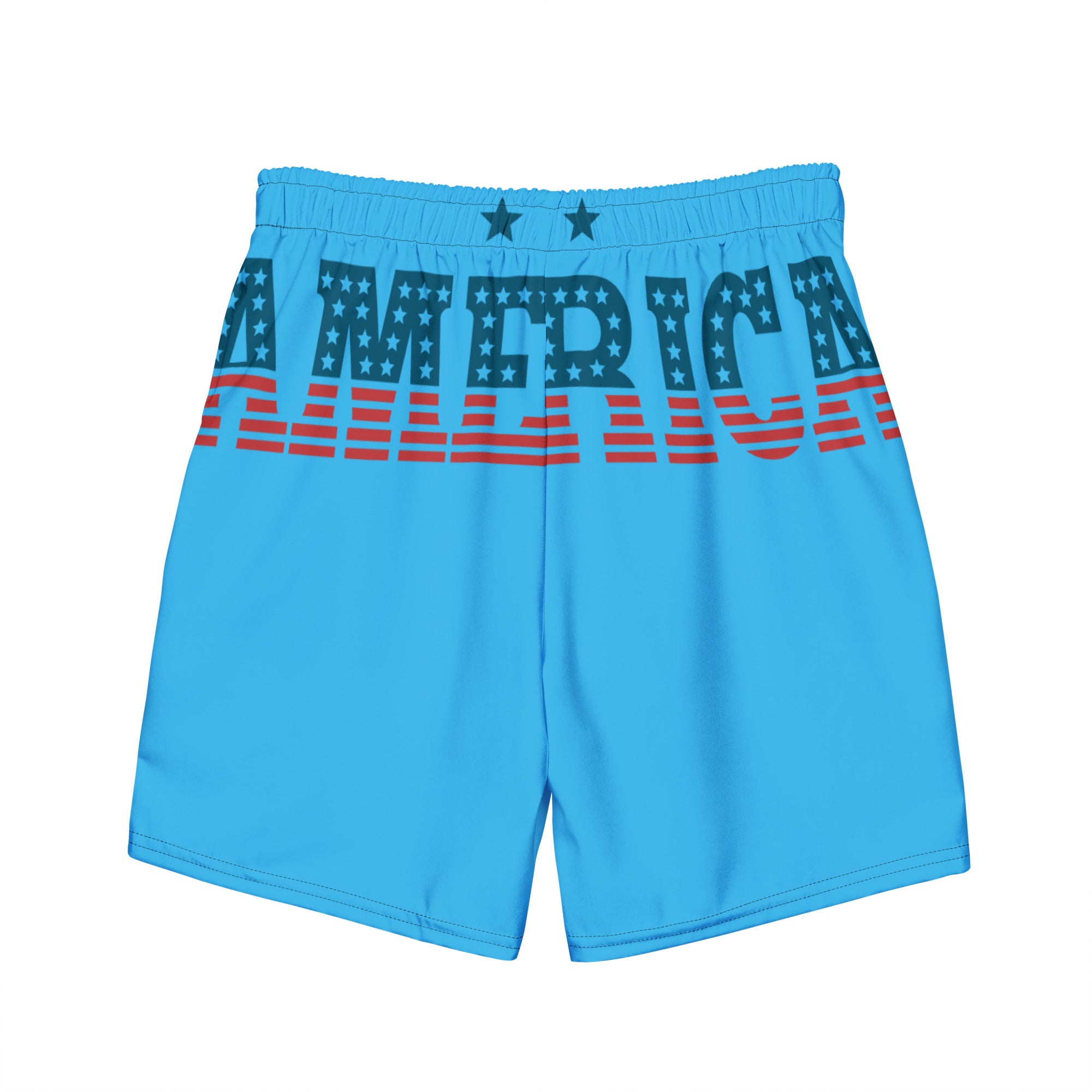 RV God Bless America American Eagle Corp Wings Deep Sky Blue - All-Over Print Recycled Swim Trunks