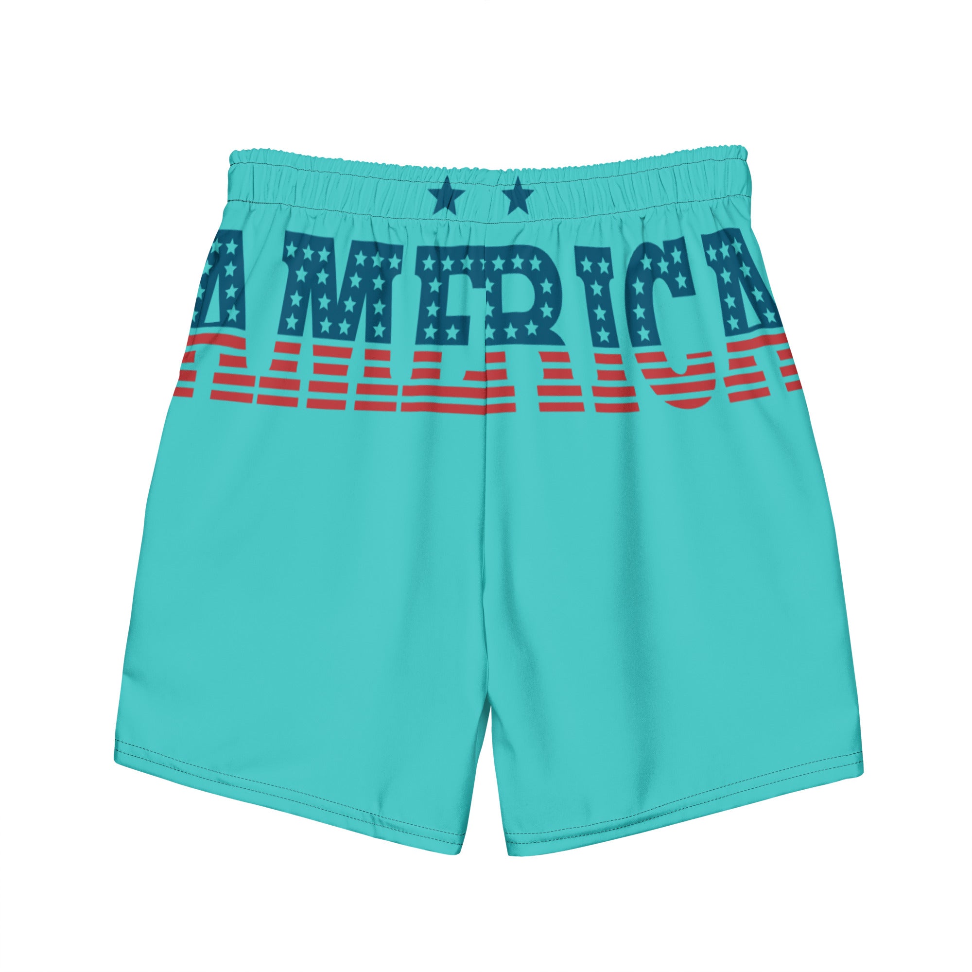 RV God Bless America American Eagle Corp Wings Turquoise - All-Over Print Recycled Swim Trunks