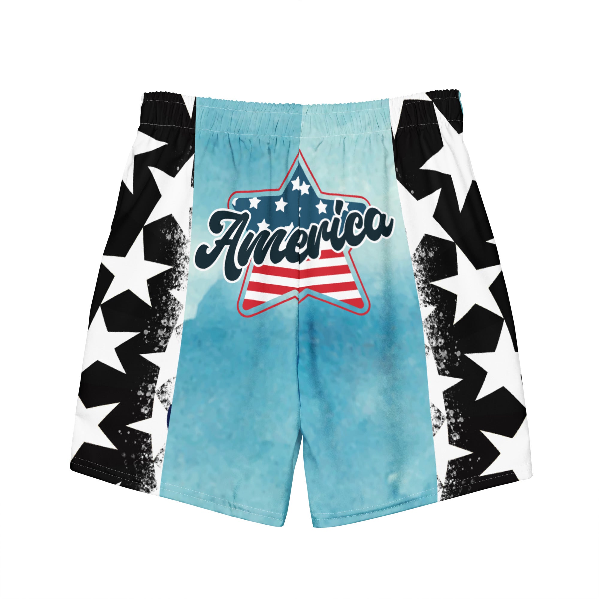 Rich Vibes Double RV Stars Blue Ice Water - All-Over Print Recycled Swim Trunks
