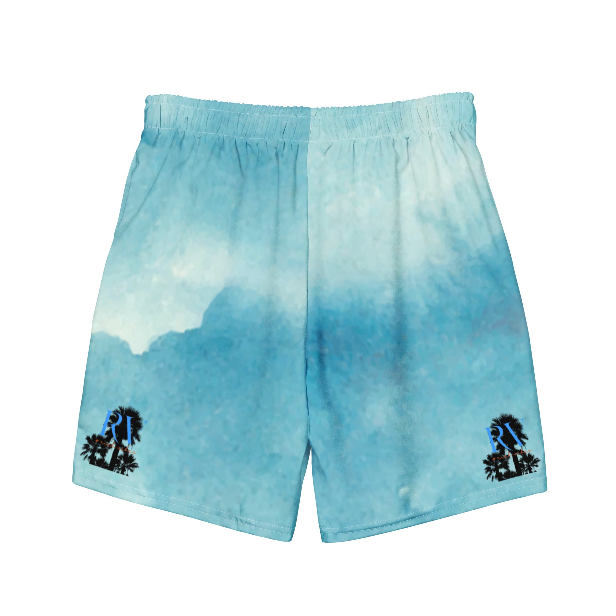 Rich Vibes RV Pulse Palm Tree Blue Ice Water - All-Over Print Recycled Swim Trunks