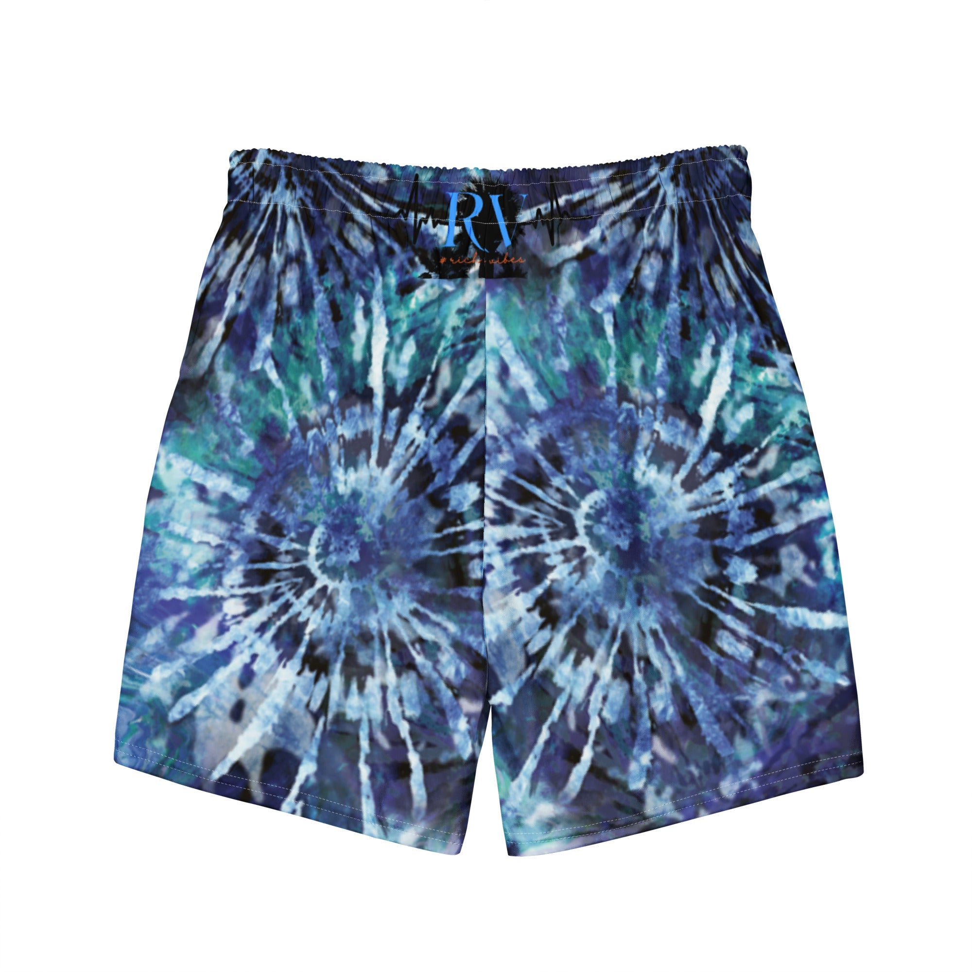 Rich Vibes RV Pulse Blue Tie Dye - All-Over Print Recycled Swim Trunks