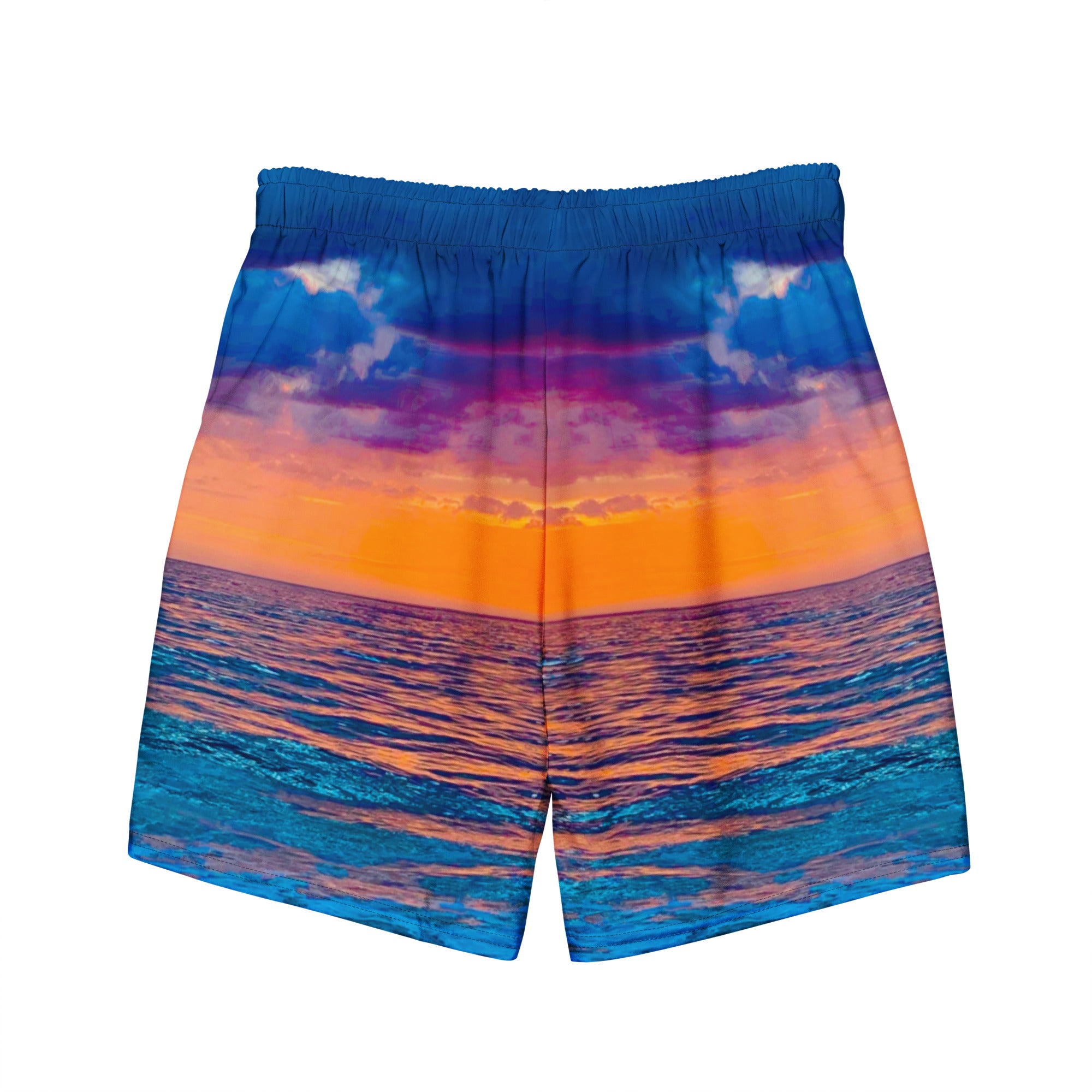 Rich Vibes Golden Blue Sunset - All-Over Print Recycled Swim Trunks