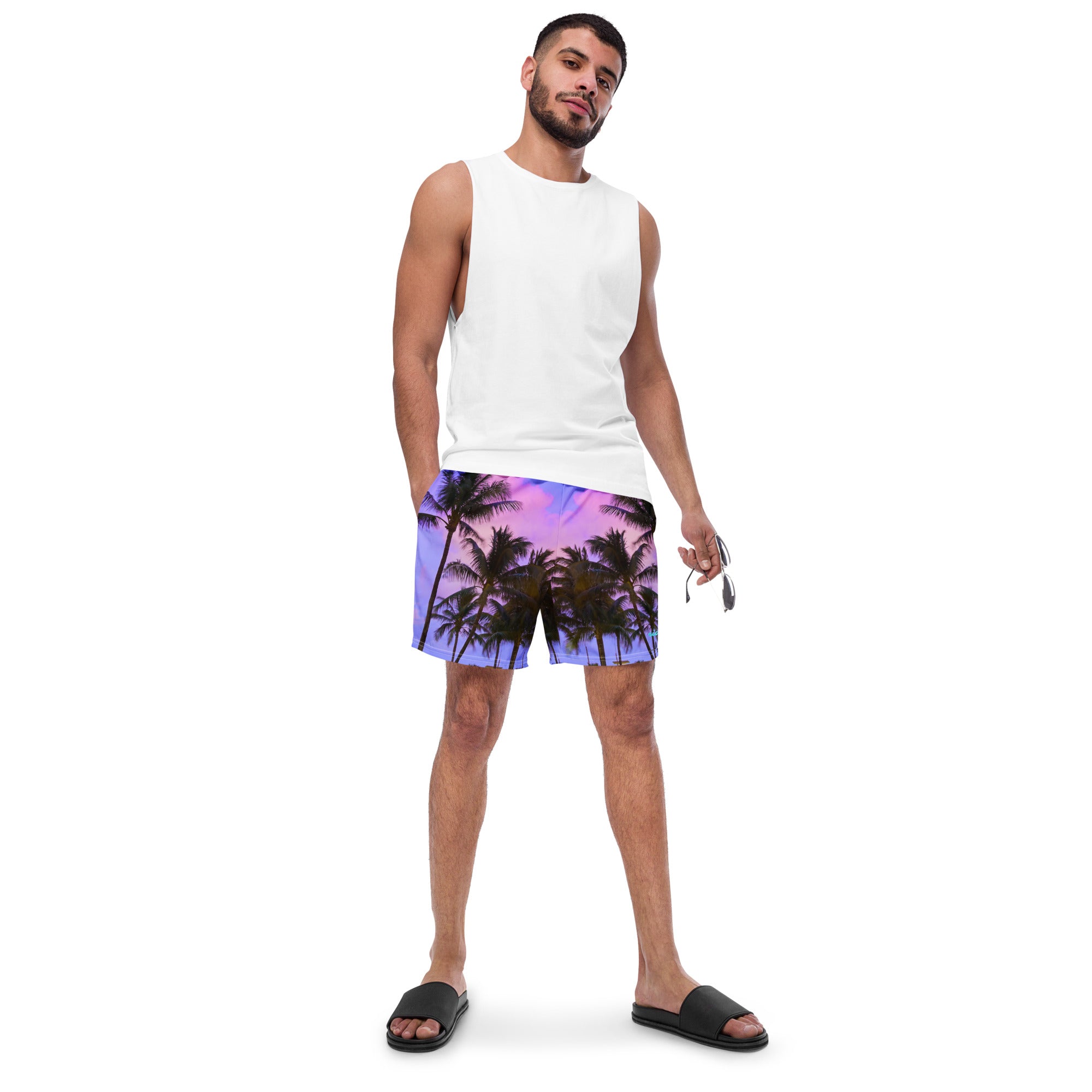 Rich Vibes RV Pulse Purple Sky Sunset - All-Over Print Recycled Swim Trunks