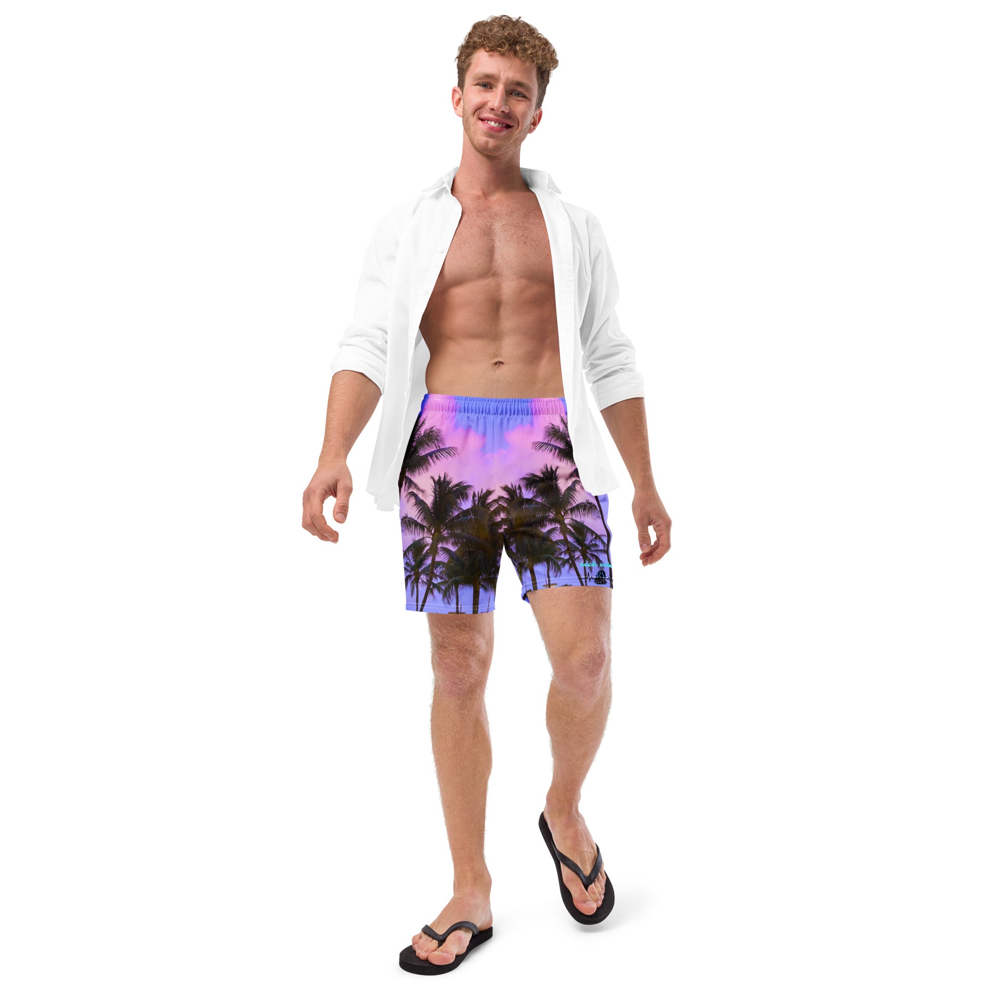 Rich Vibes RV Pulse Purple Sky Sunset - All-Over Print Recycled Swim Trunks