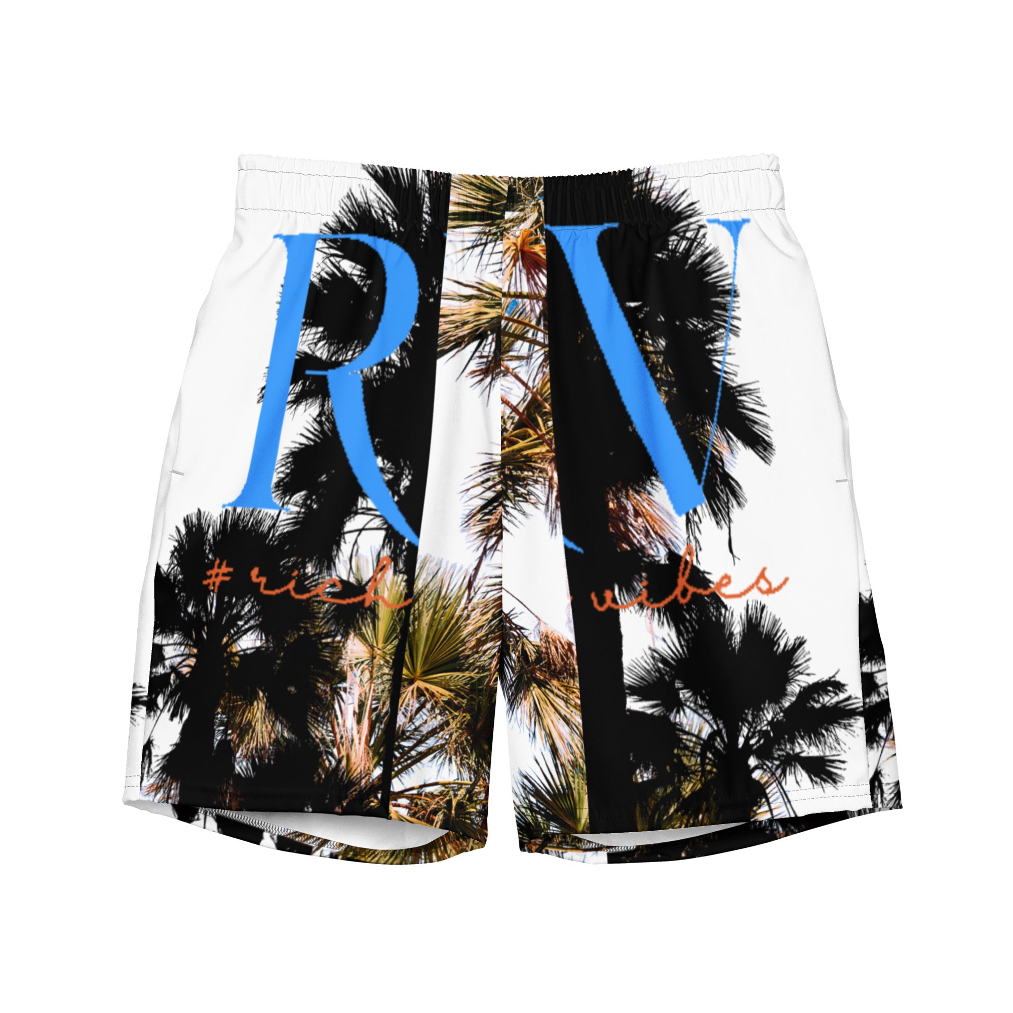 Rich Vibes RV Palm Tree Logo - All-Over Print Recycled Swim Trunks