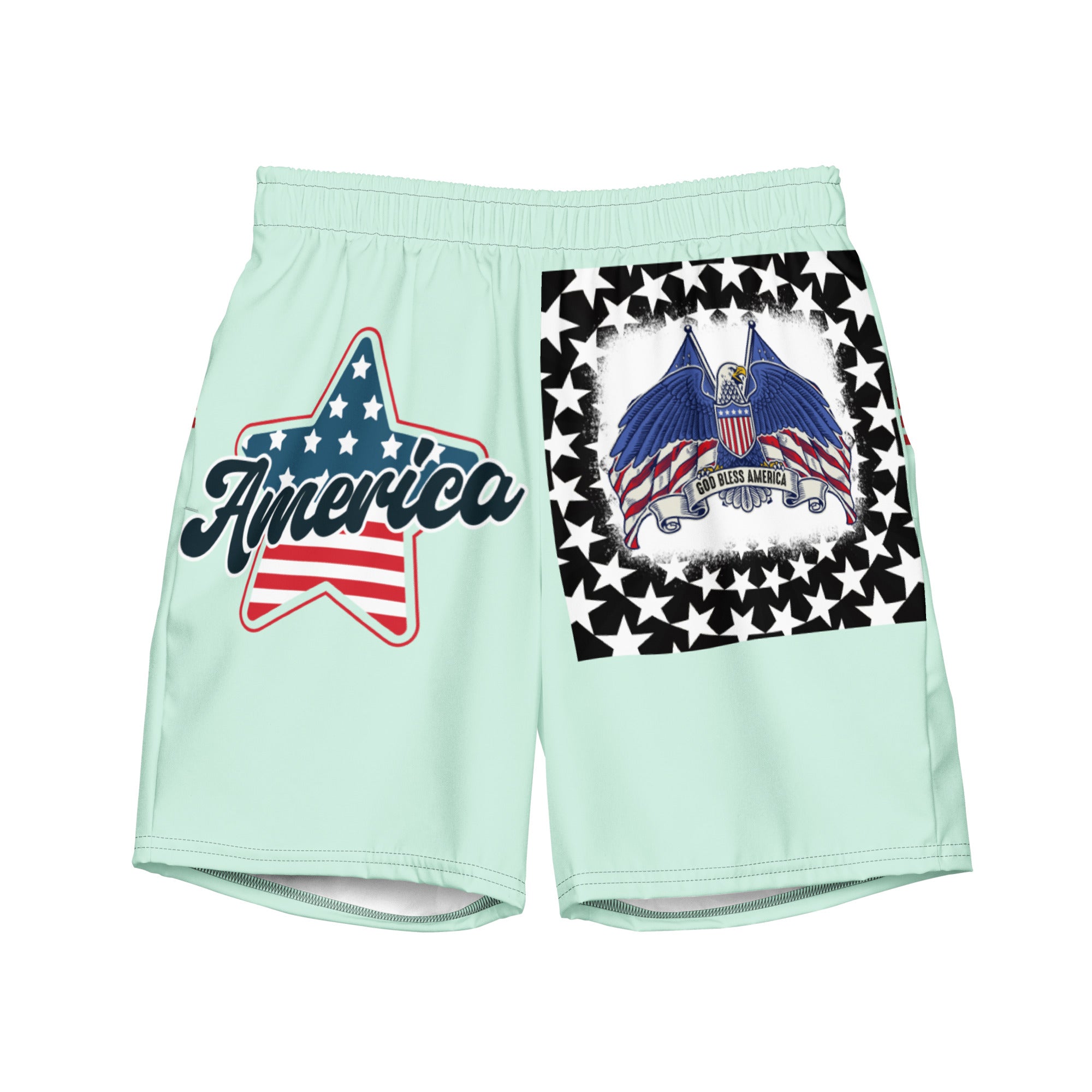 RV God Bless America American Eagle Corp Wings Humming Bird - All-Over Print Recycled Swim Trunks