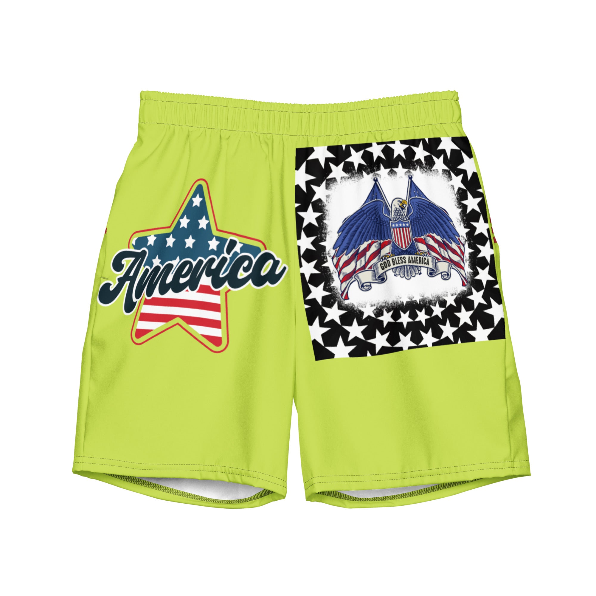 RV God Bless America American Eagle Corp Wings Mindaro - All-Over Print Recycled Swim Trunks