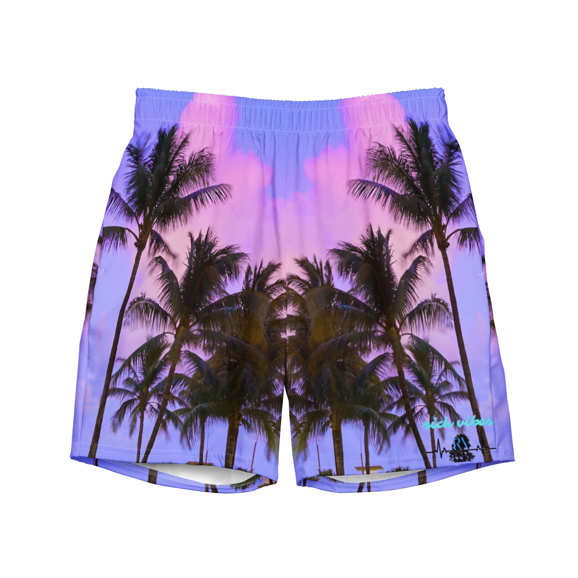Rich Vibes RV Pulse Purple Sky Sunset - All-Over Print Recycled Swim Trunks