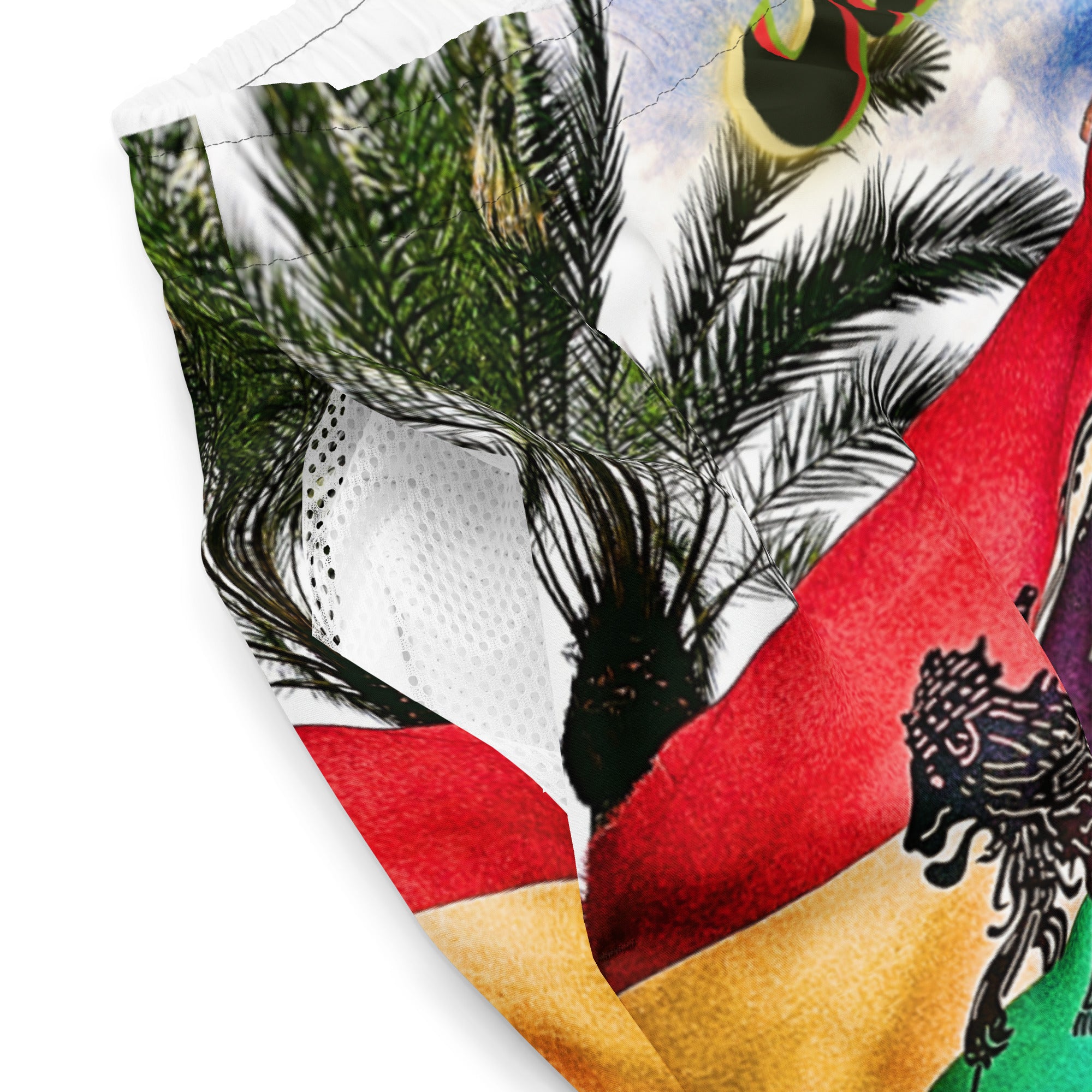 Rich Vibes Lion Of Judah Jamaica Flag - All-Over Print Recycled Swim Trunks