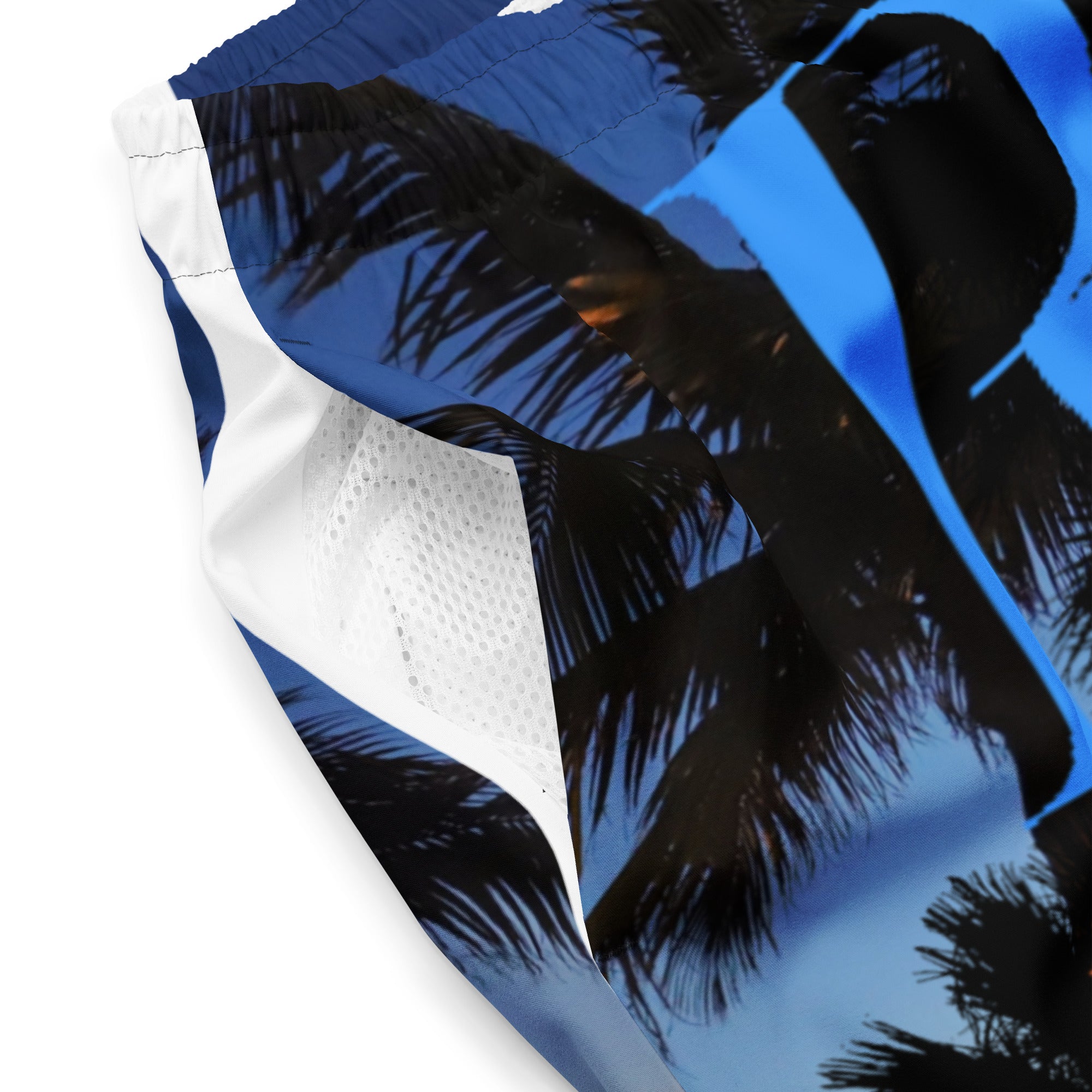 Rich Vibes RV Palm Tree Sunset - All-Over Print Recycled Swim Trunks