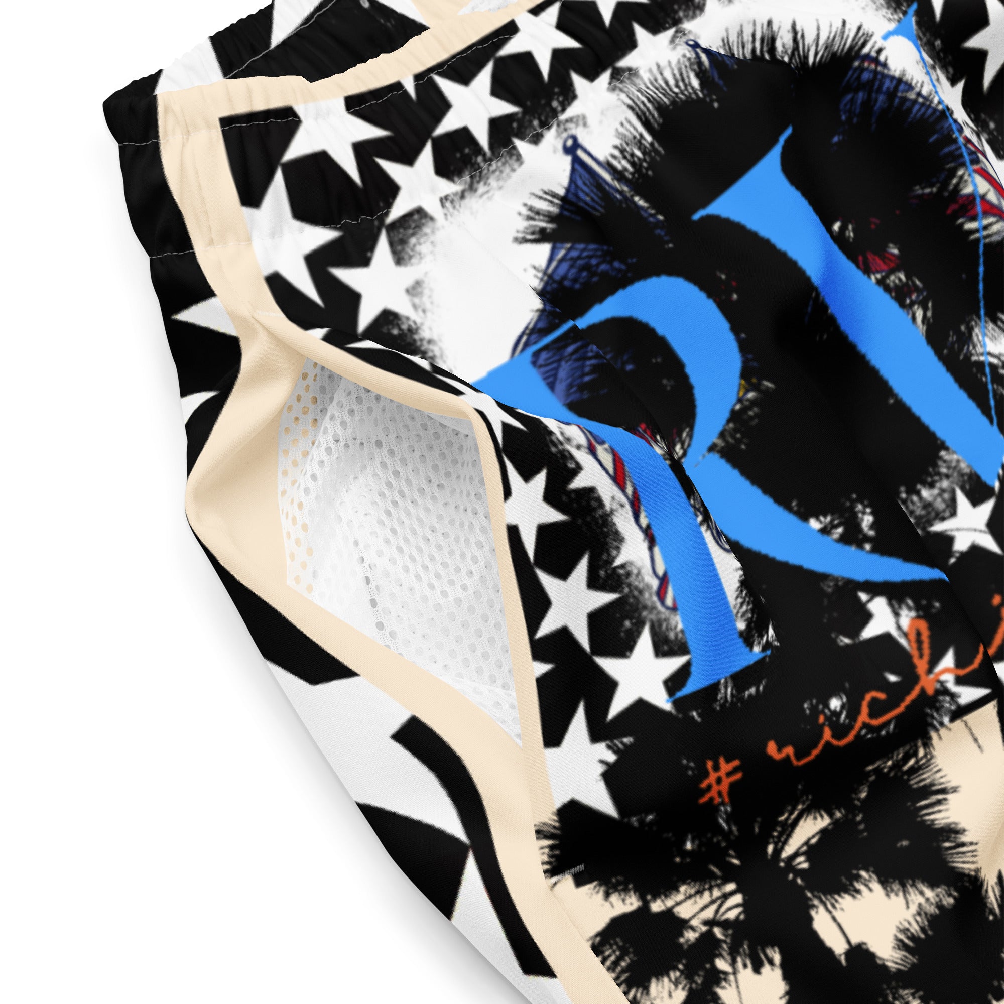 Rich Vibes RV American Soldier Stars and Stripes Papaya - All-Over Print Recycled Swim Trunks