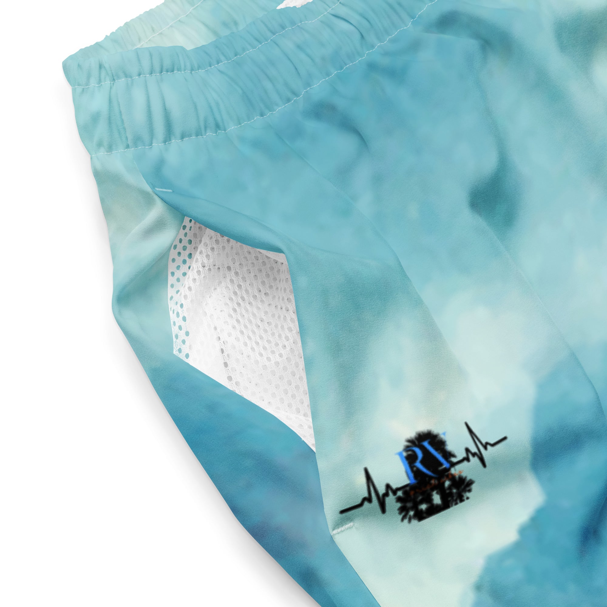 Rich Vibes RV Pulse Palm Tree Blue Ice Water - All-Over Print Recycled Swim Trunks