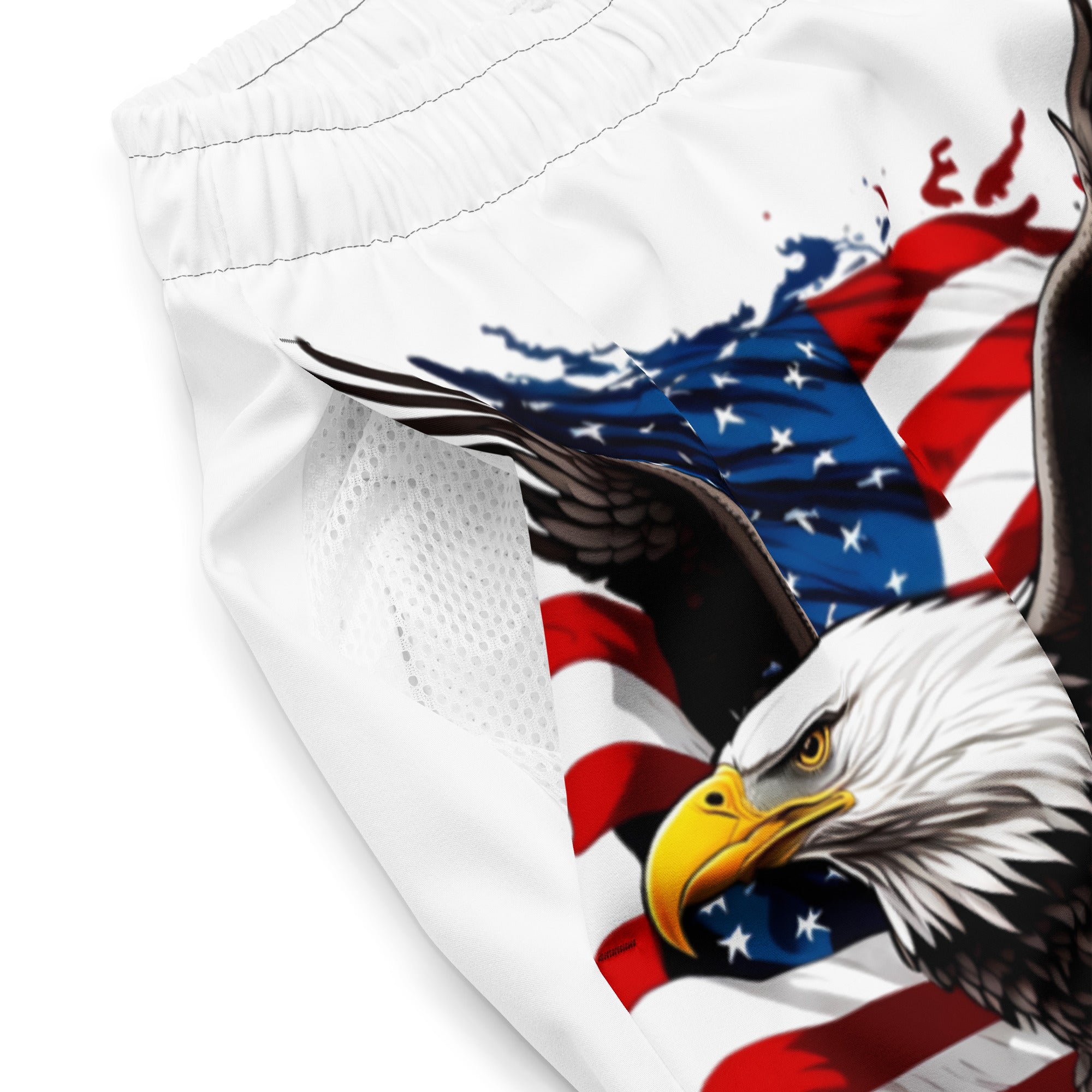 USA Bald Eagle Born on July 4TH White - All-Over Print Recycled Swim Trunks