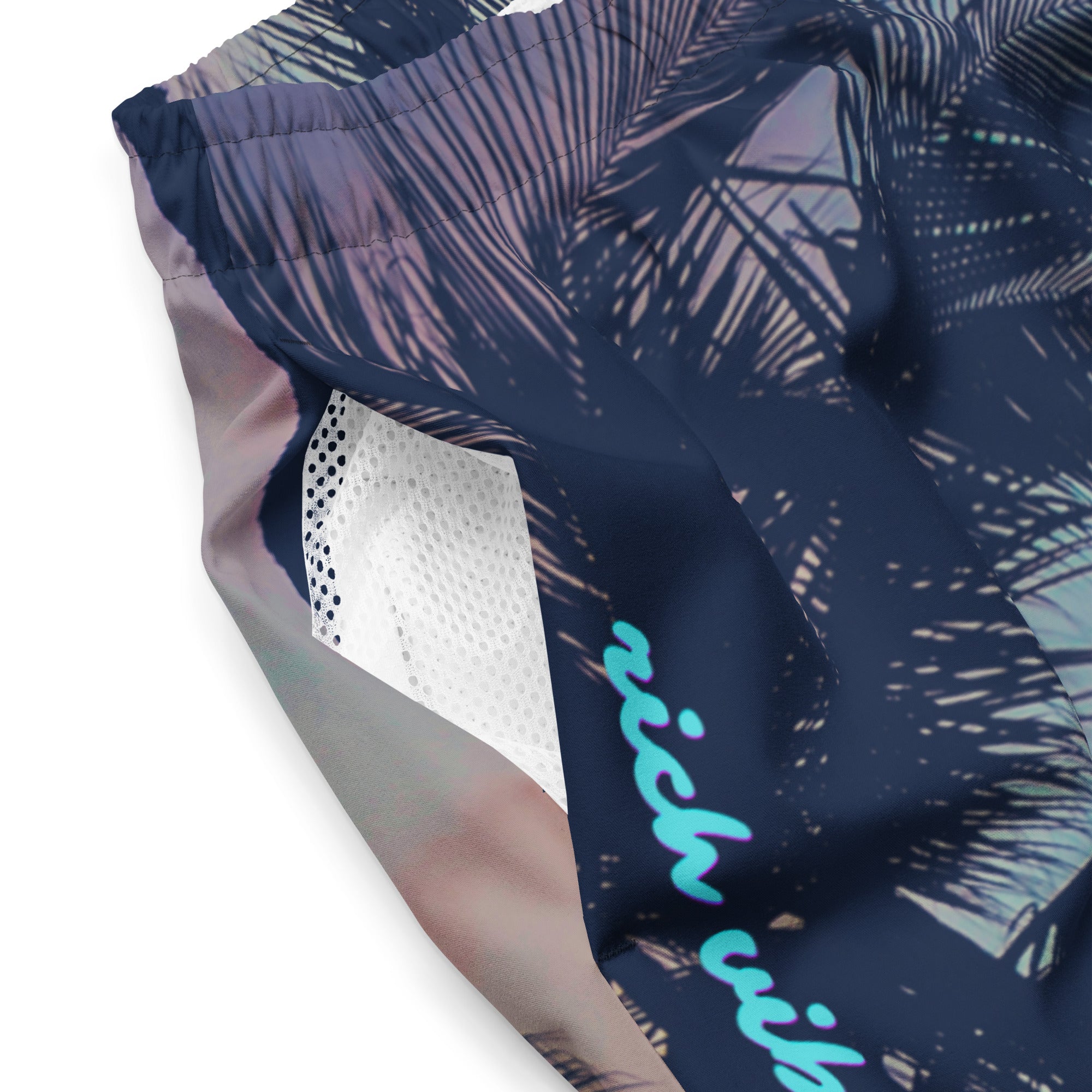 Rich Vibes Teal Blue Sunset - All-Over Print Recycled Swim Trunks