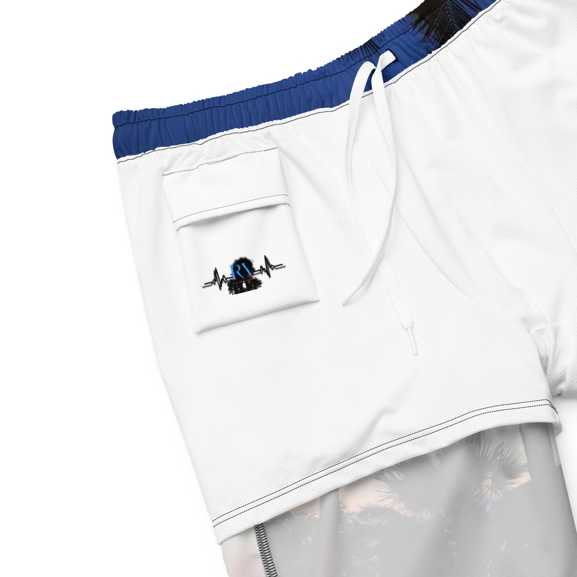 Rich Vibes RV Palm Tree Sunset - All-Over Print Recycled Swim Trunks