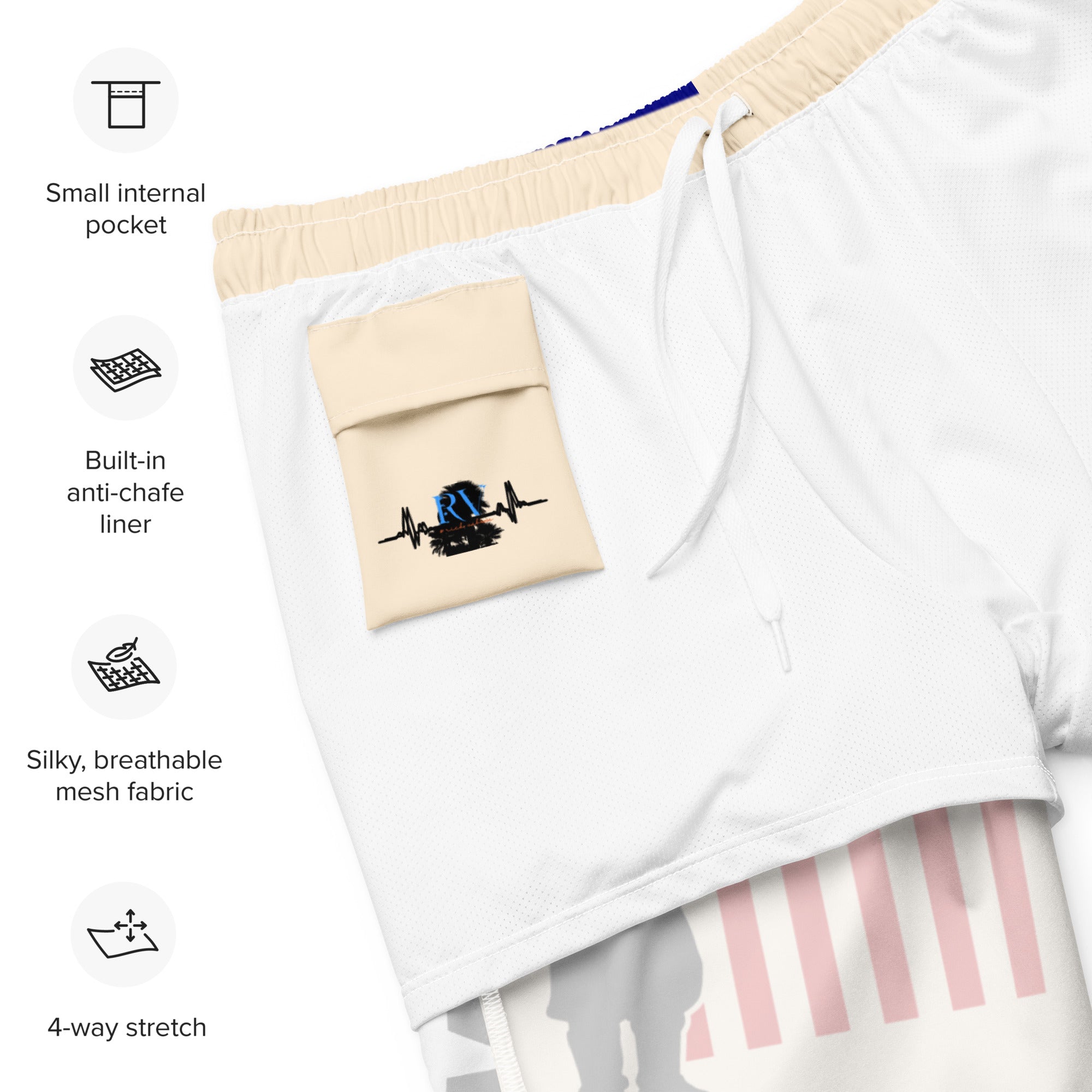 Rich Vibes RV American Soldier Stars and Stripes Papaya - All-Over Print Recycled Swim Trunks