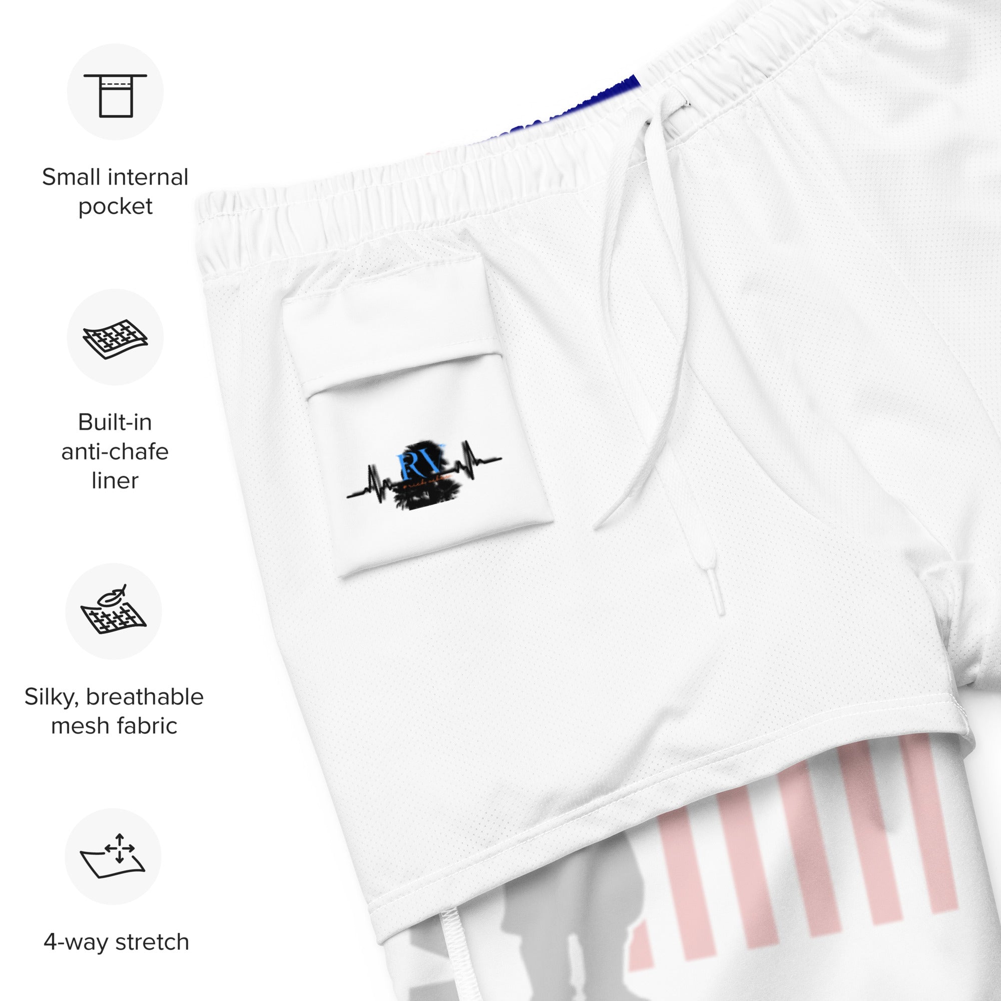 Rich Vibes RV American Soldier Stars and Stripes White - All-Over Print Recycled Swim Trunks