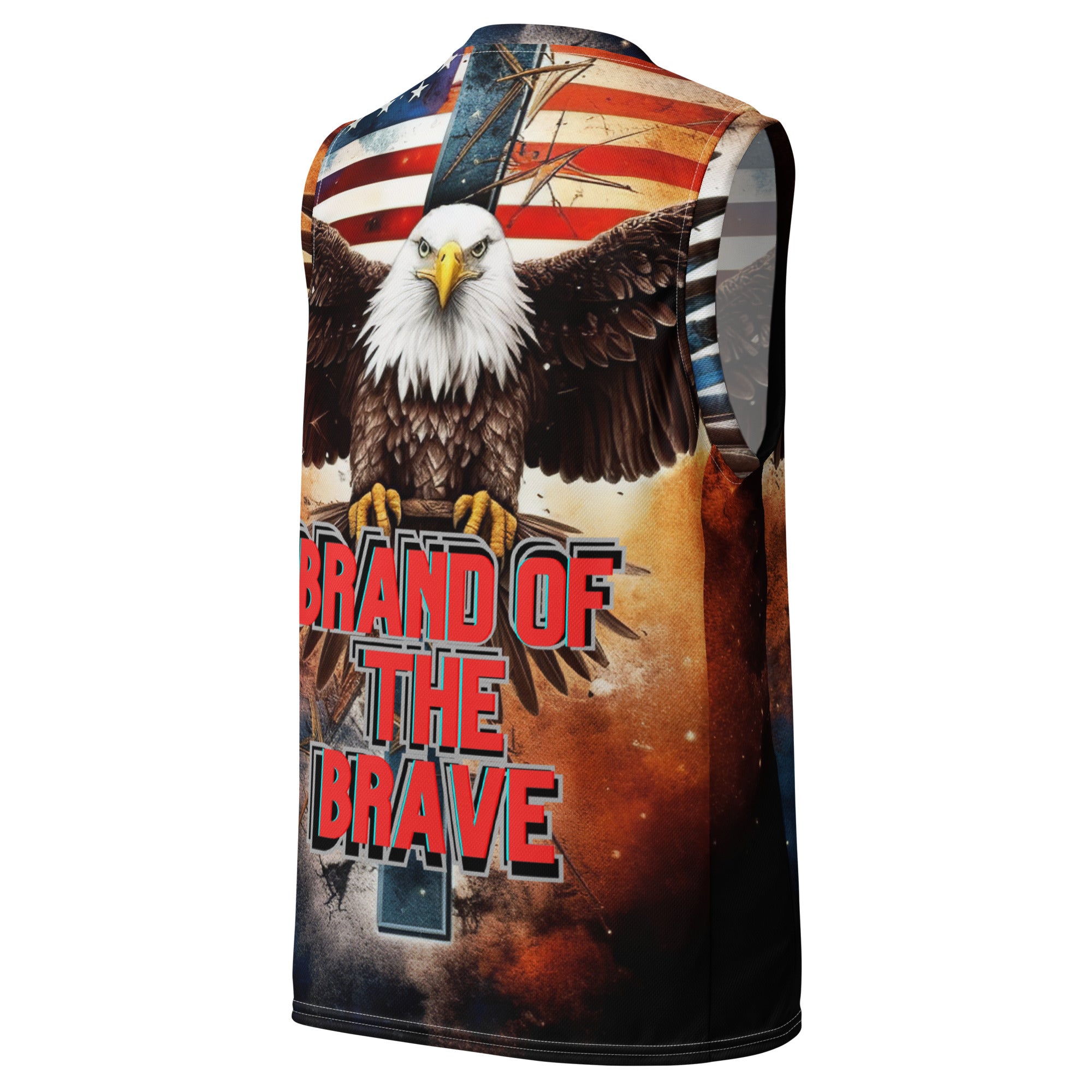 RV Brand Of The Brave USA Bald Eagle American Flag - Recycled basketball jersey