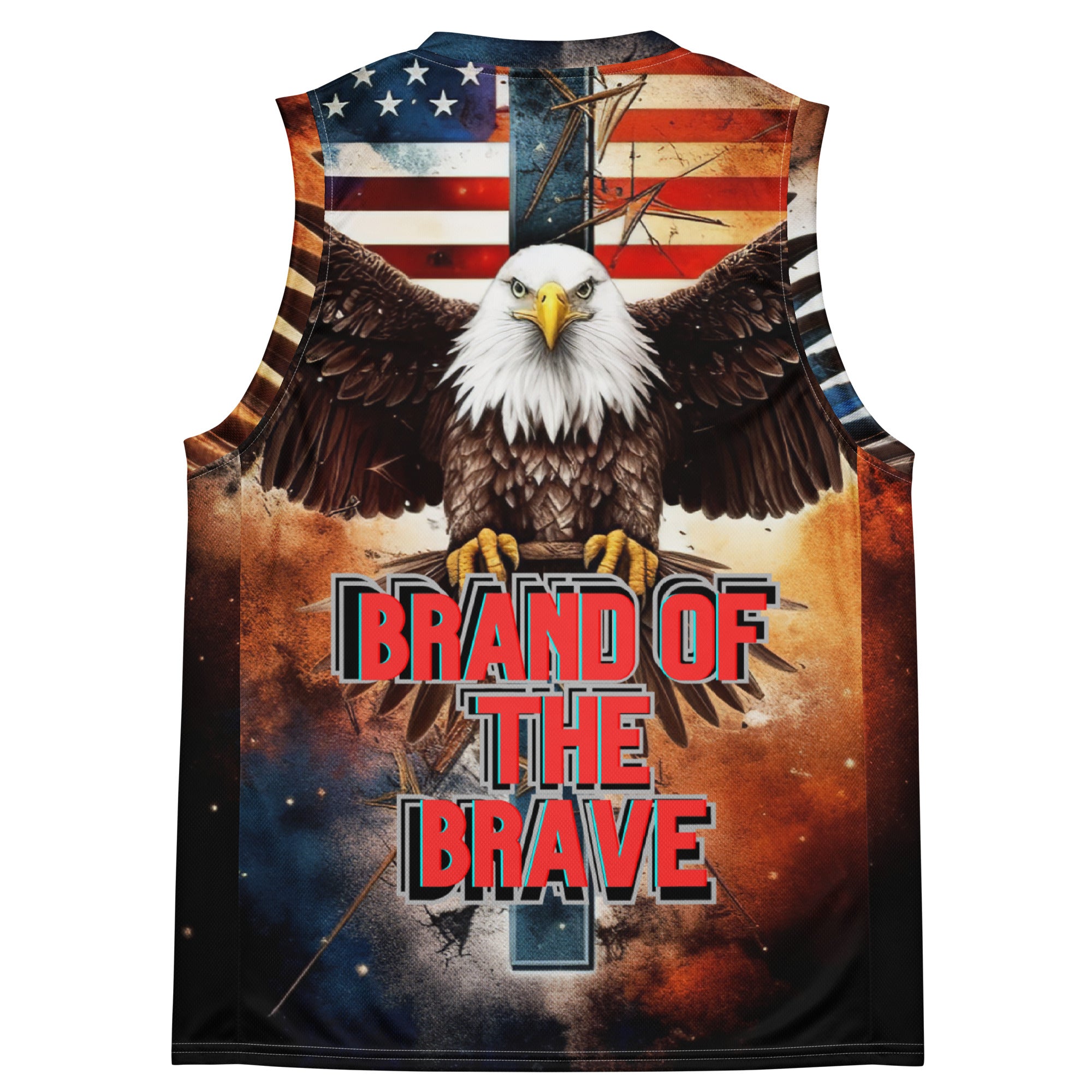 RV Brand Of The Brave USA Bald Eagle American Flag - Recycled basketball jersey