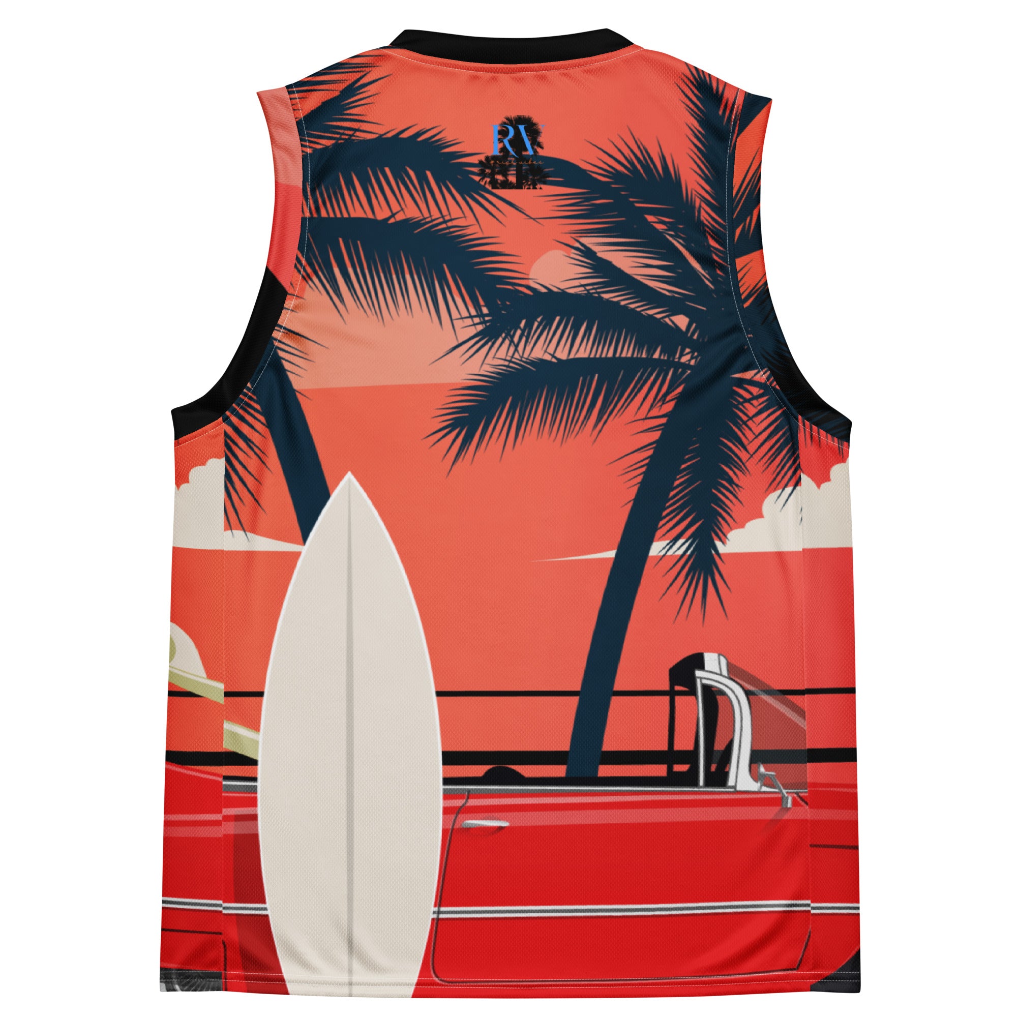 RV5 RR Surfs Up Sunset Classic - Recycled unisex basketball jersey