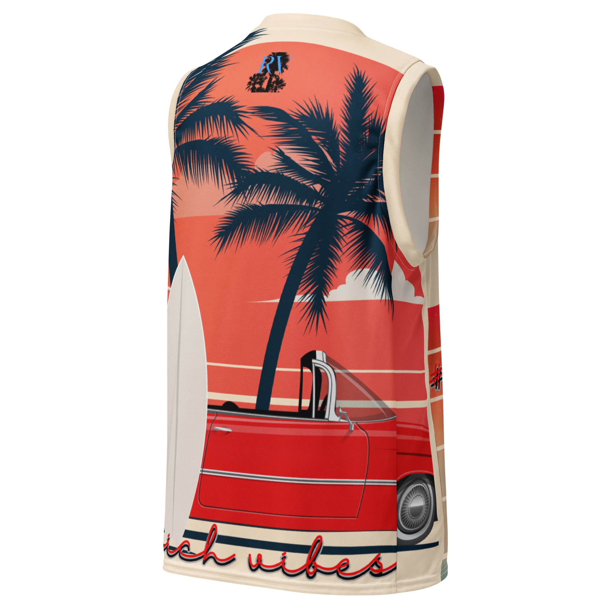 Rich Vibes Rich Drip Golden Sunset - Recycled unisex basketball jersey