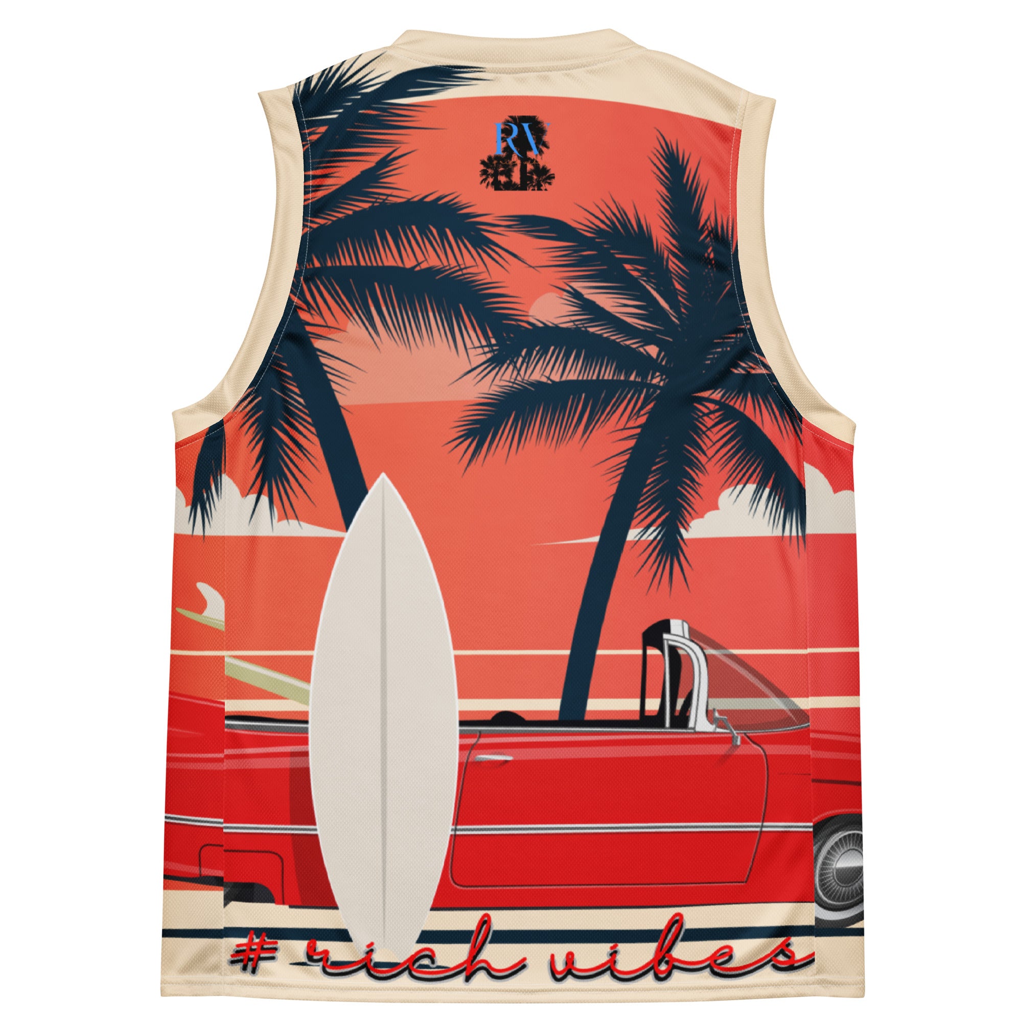 Rich Vibes Rich Drip Golden Sunset - Recycled unisex basketball jersey