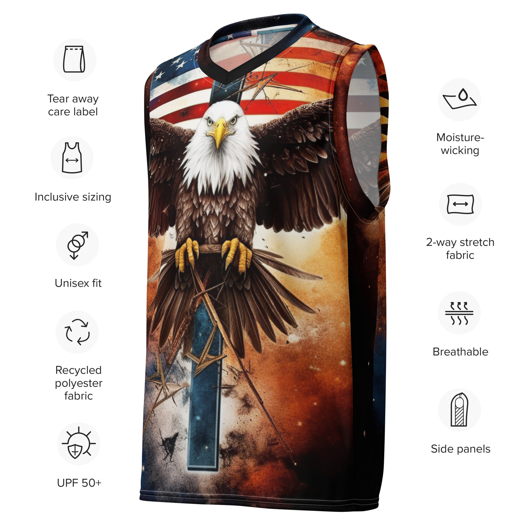 Brand Of The Brave Bald Eagle American Flag 1.0 - Recycled basketball jersey