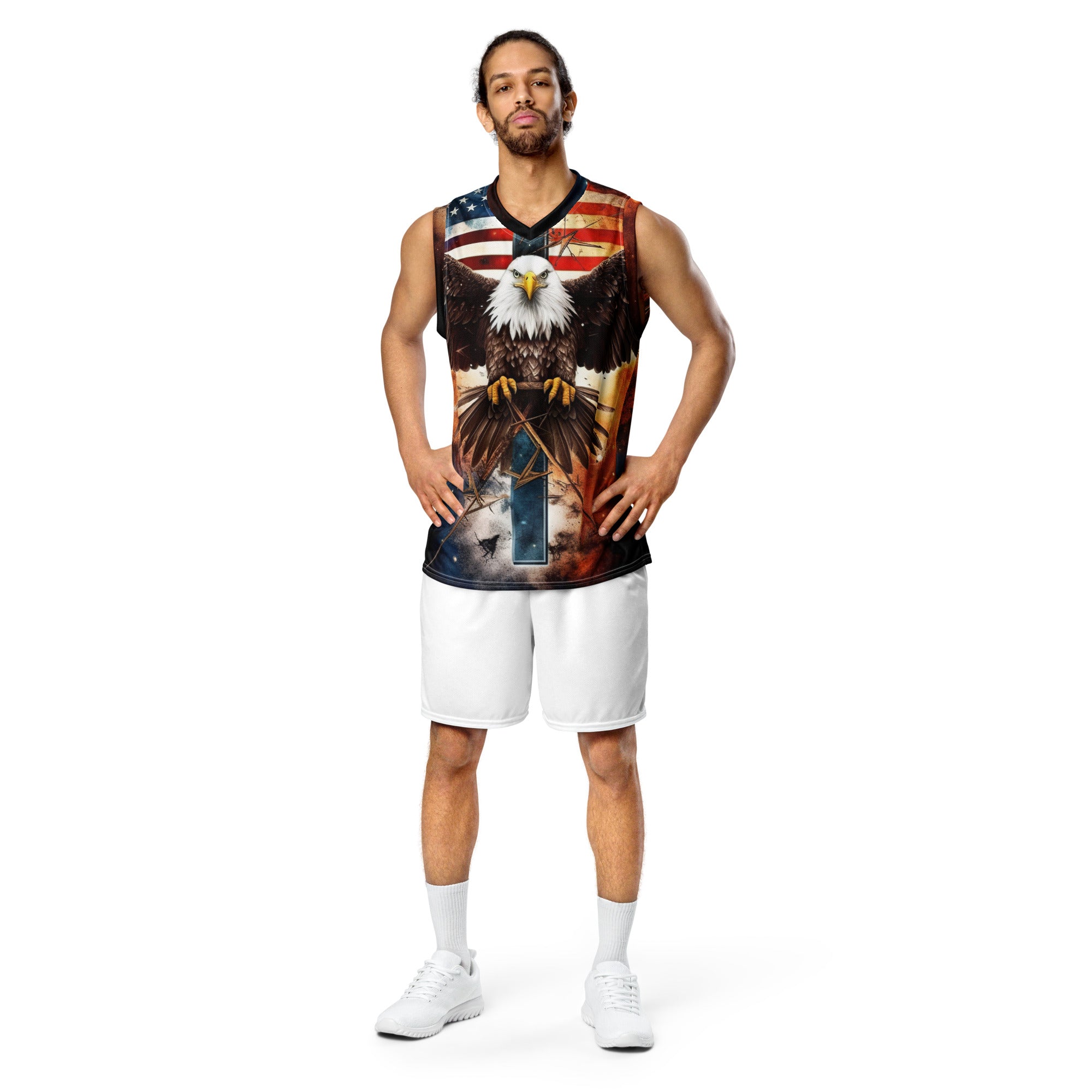 Brand Of The Brave Bald Eagle American Flag 1.0 - Recycled basketball jersey