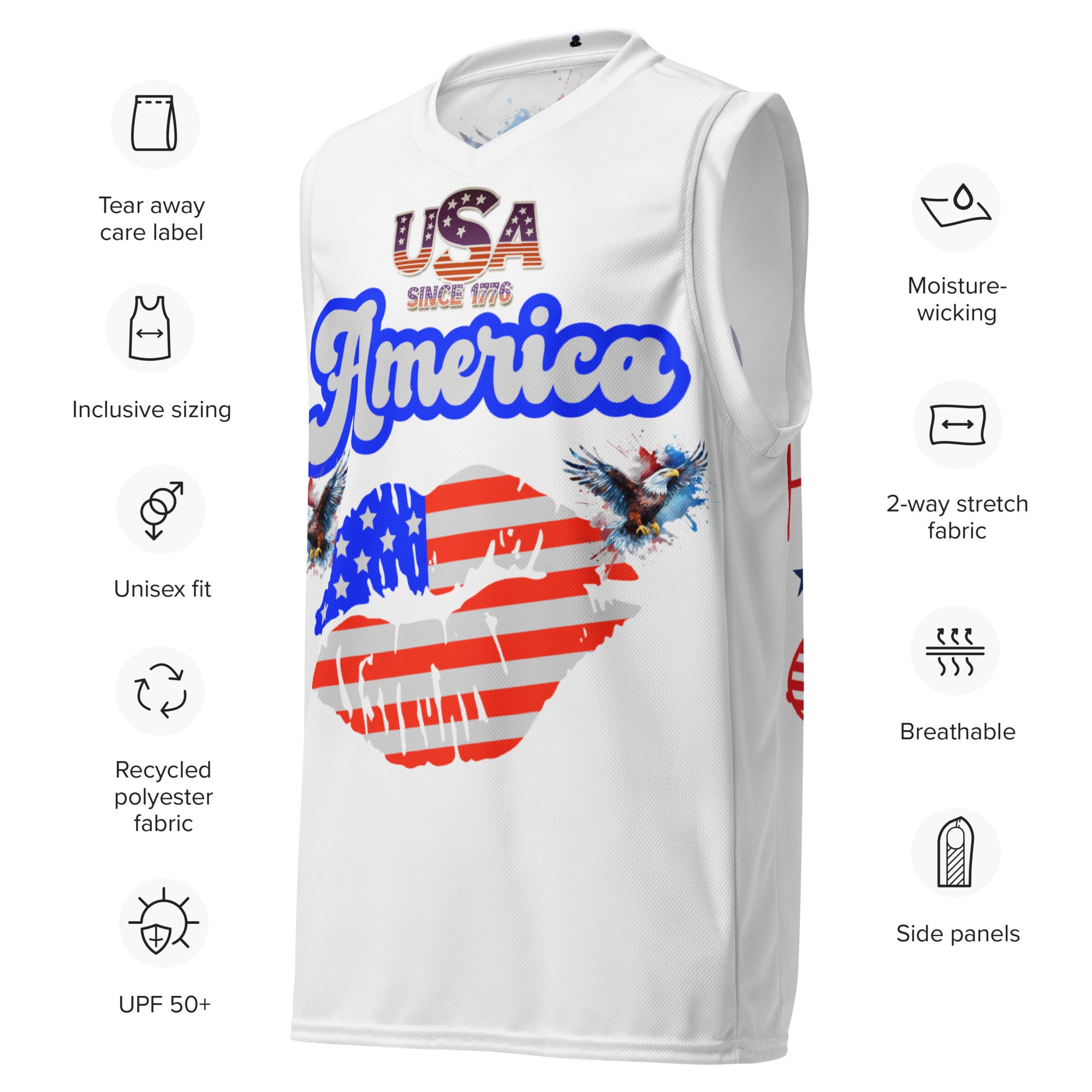 Rich Vibes U.S.A All American Girl Kiss - Basketball jersey
