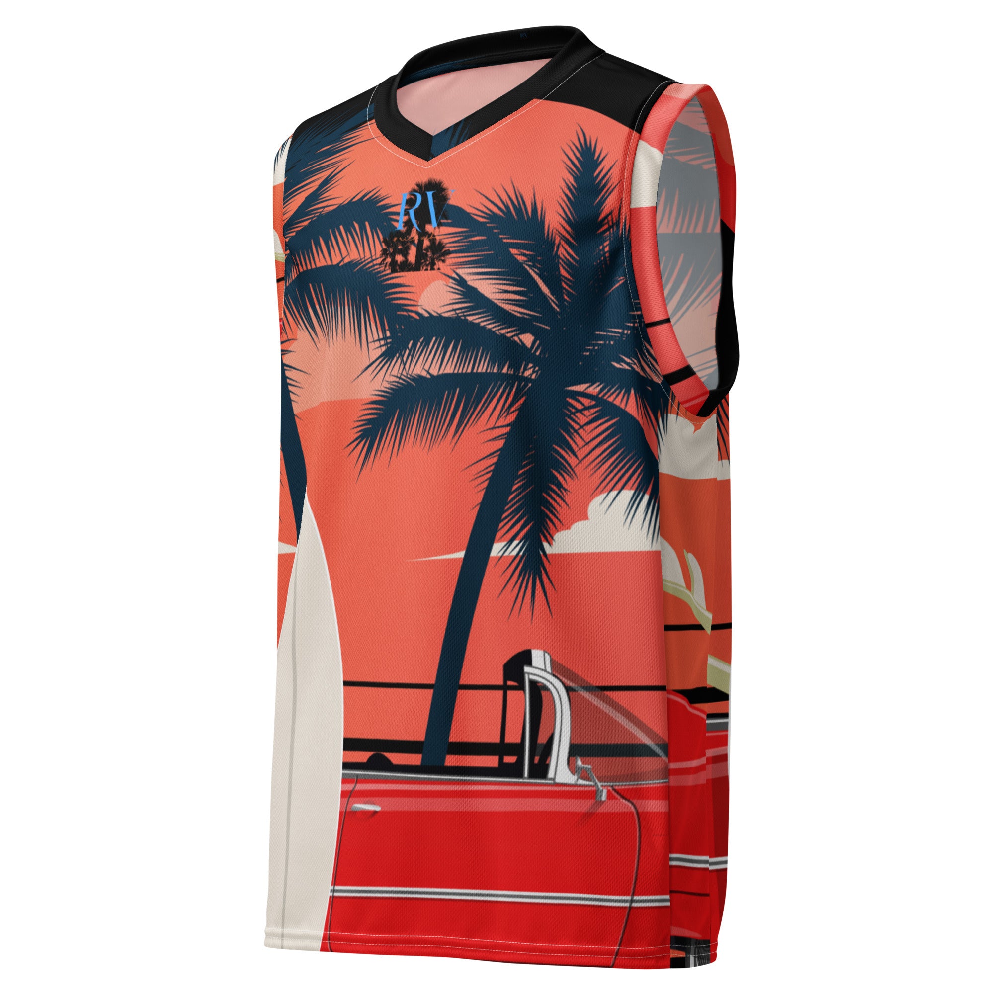 RV5 RR Surfs Up Sunset Classic - Recycled unisex basketball jersey