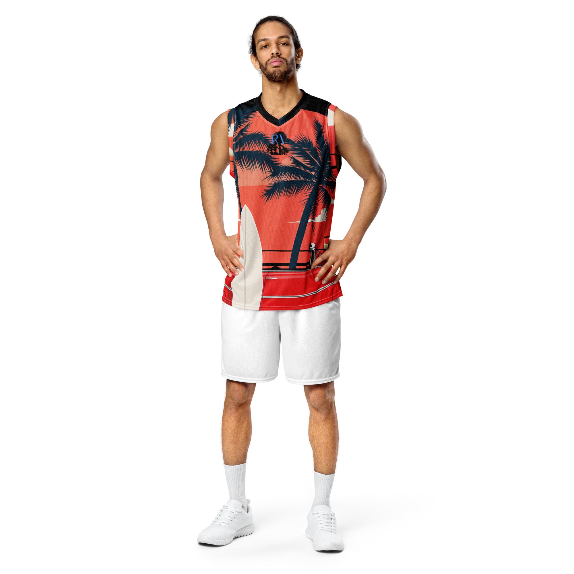 RV5 RR Surfs Up Sunset Classic - Recycled unisex basketball jersey