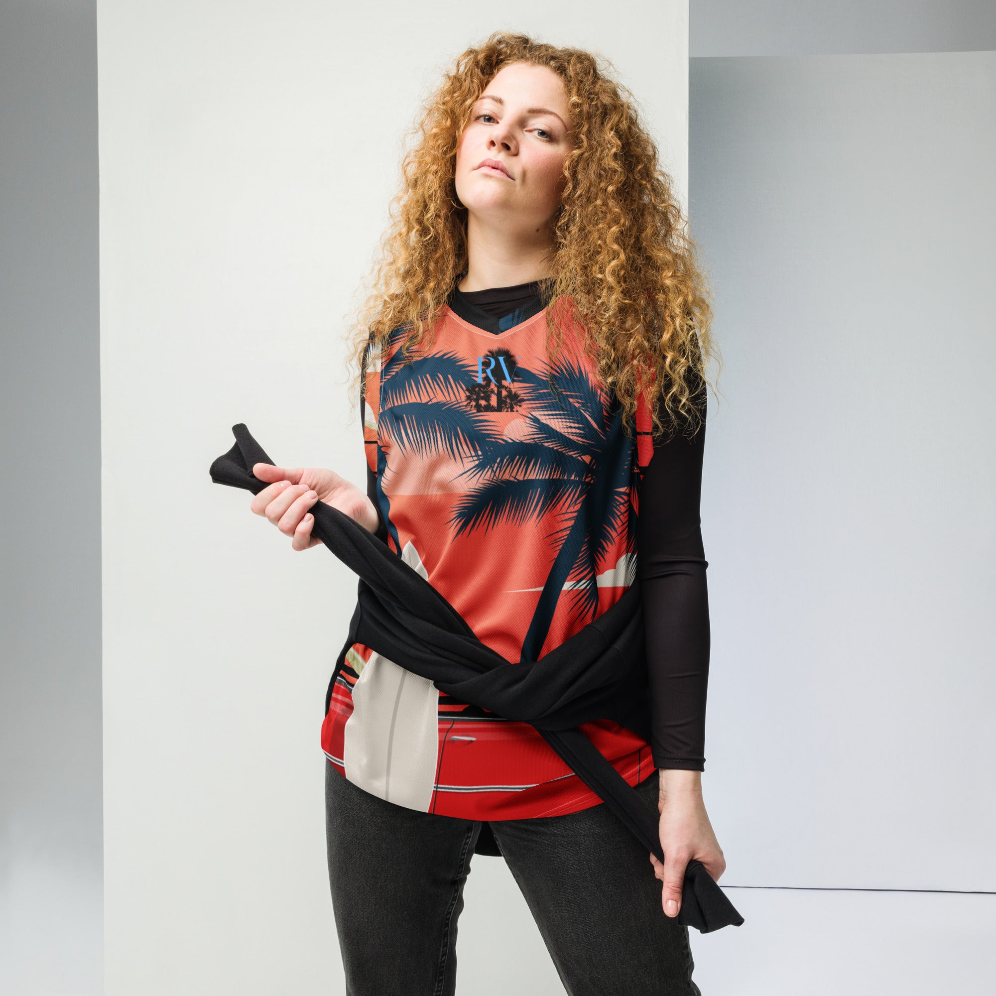 RV5 RR Surfs Up Sunset Classic - Recycled unisex basketball jersey