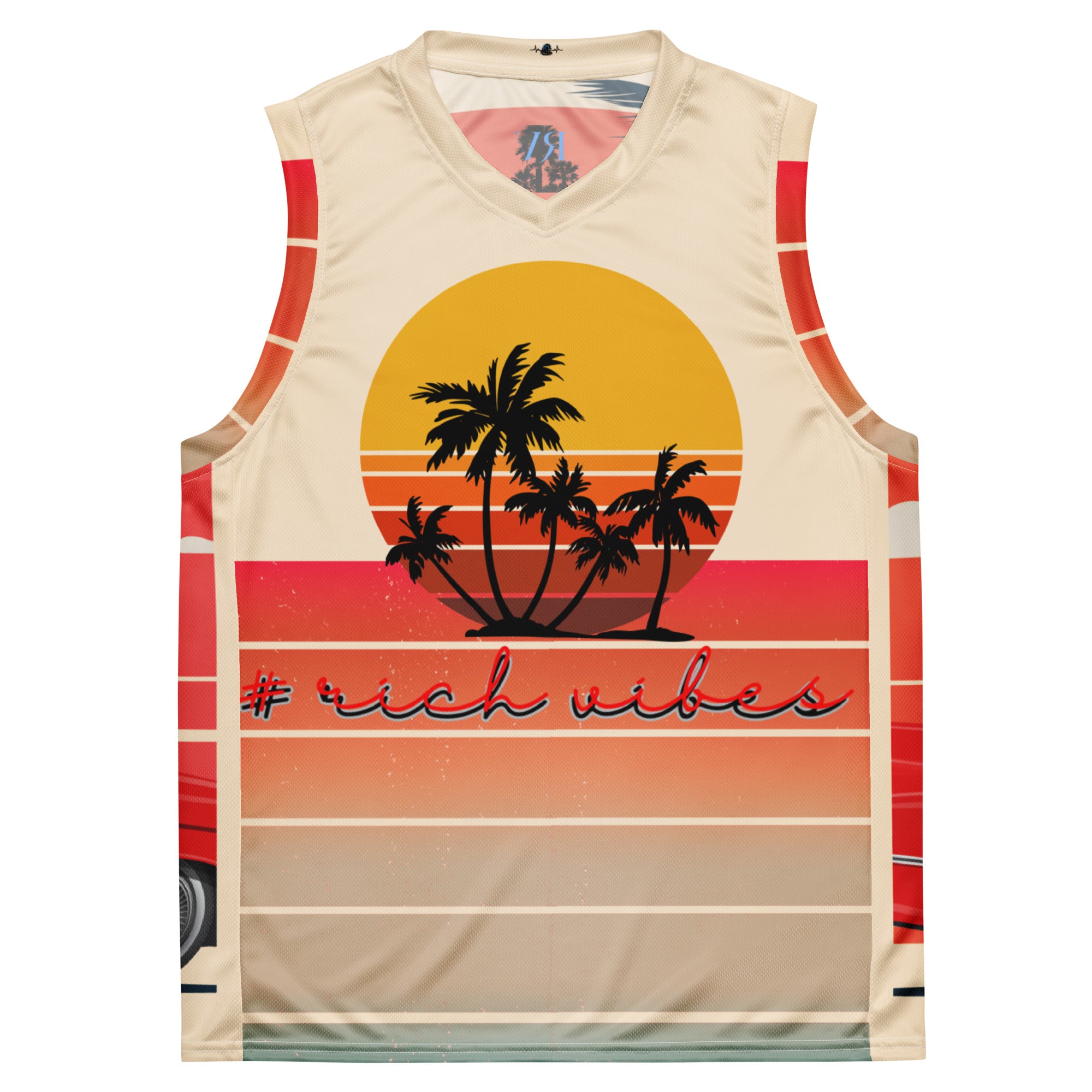 Rich Vibes Rich Drip Golden Sunset - Recycled unisex basketball jersey