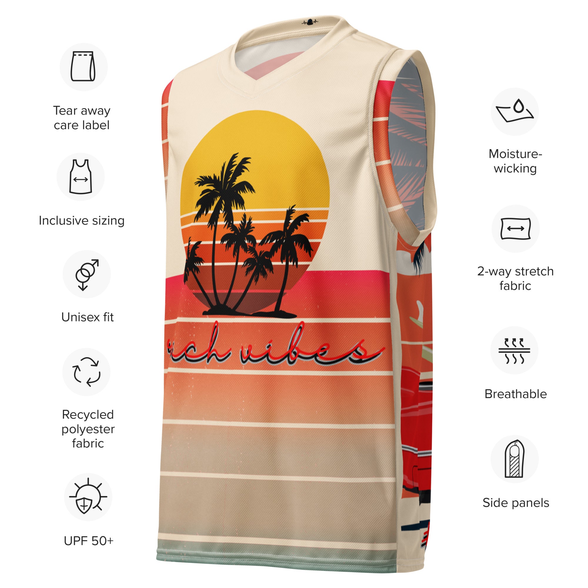 Rich Vibes Rich Drip Golden Sunset - Recycled unisex basketball jersey