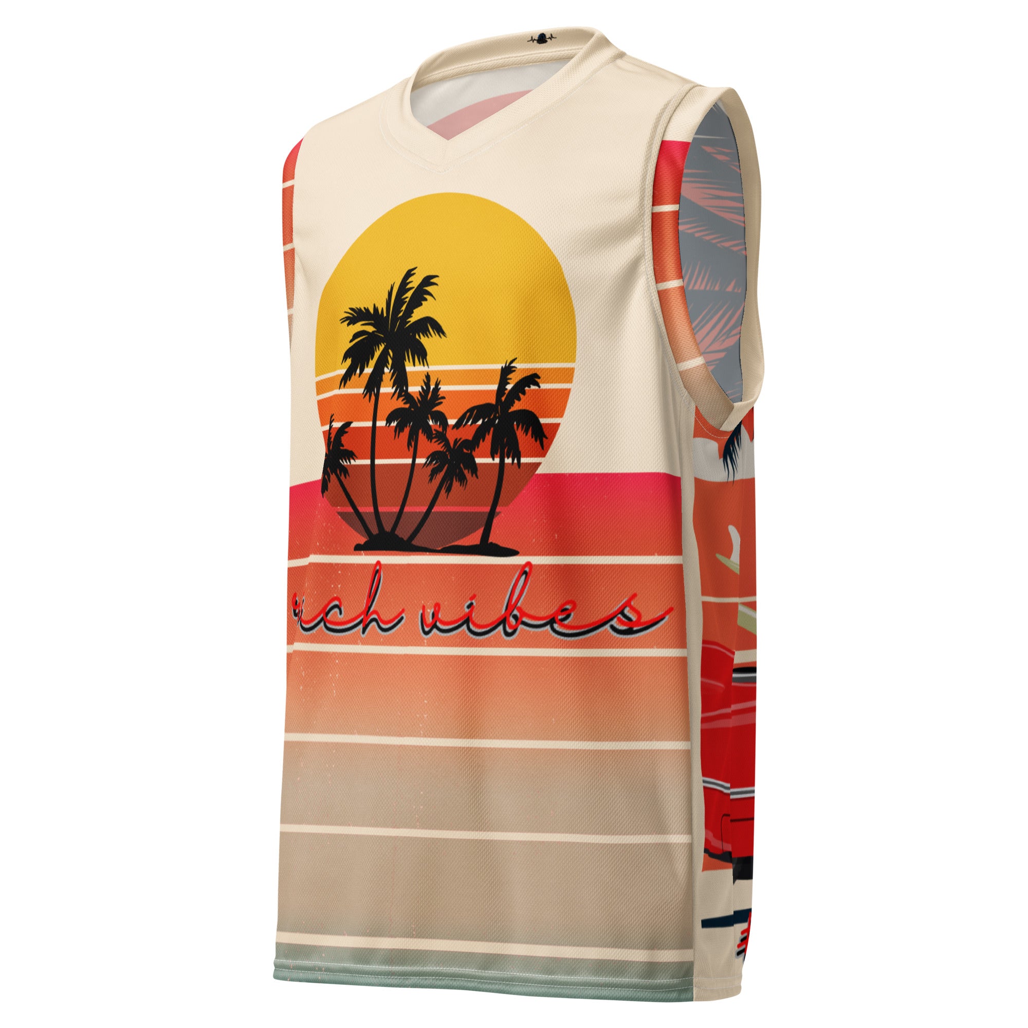 Rich Vibes Rich Drip Golden Sunset - Recycled unisex basketball jersey